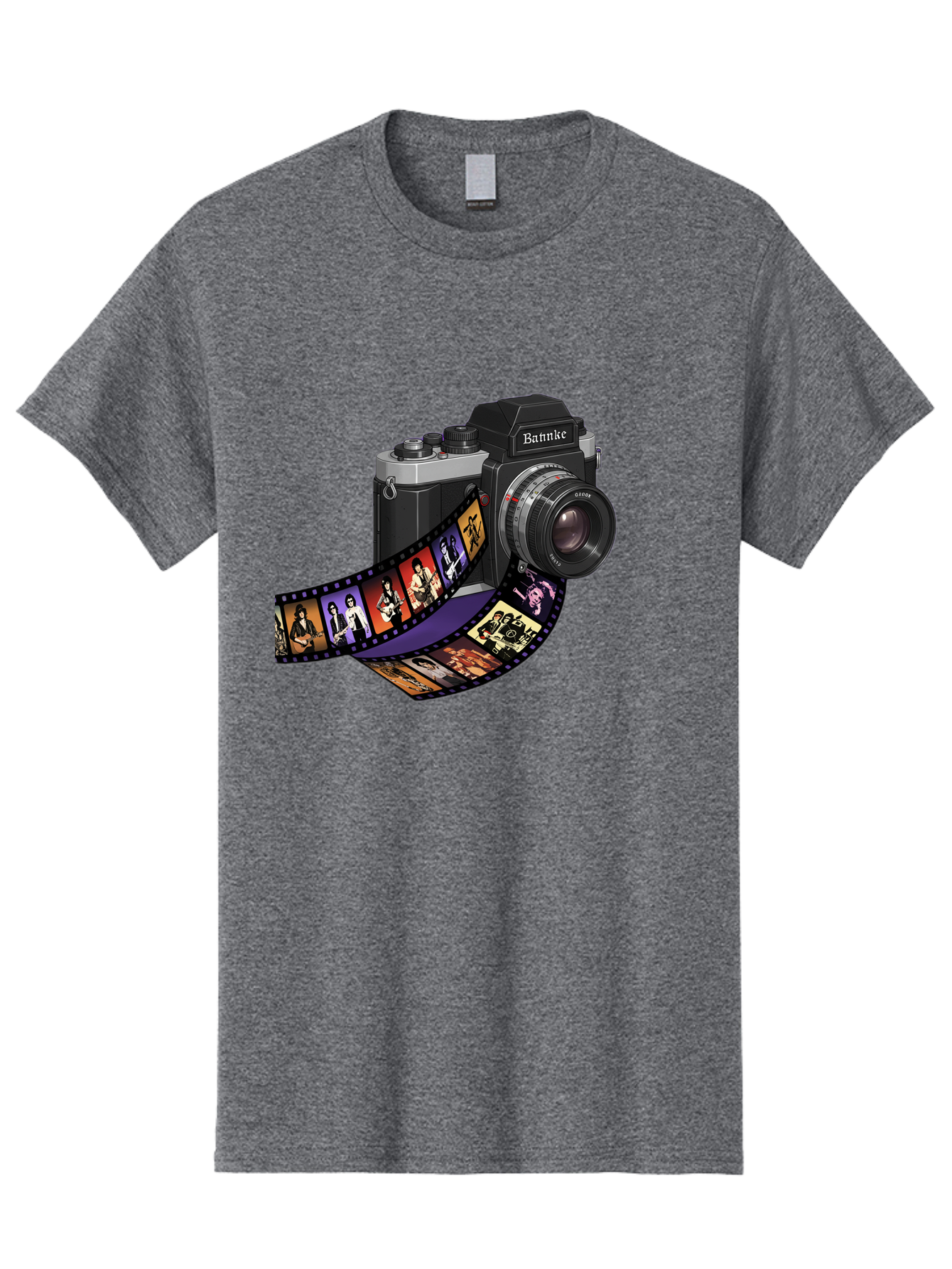 Bannke-Camera Men'S Graphic Tee, 100% Cotton, Comfortable Casual Summer Wear, Machine Washable, Vintage Camera, Film Strip, Photography, Bannke, Retro Style, Black And Silver, Lens, Camera Body, Film Reel, Photographers Bae357 12