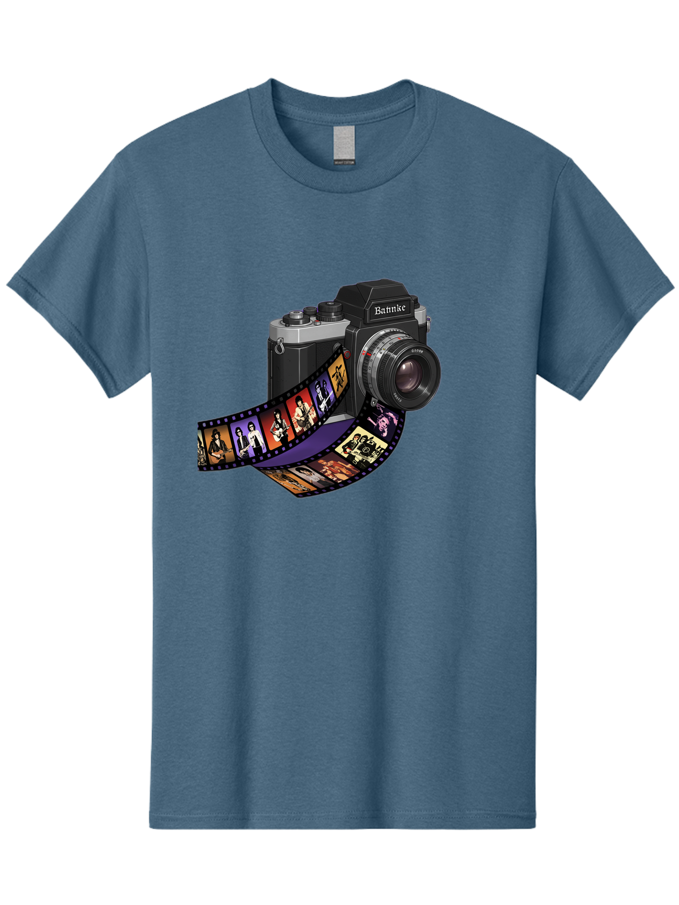 Bannke-Camera Men'S Graphic Tee, 100% Cotton, Comfortable Casual Summer Wear, Machine Washable, Vintage Camera, Film Strip, Photography, Bannke, Retro Style, Black And Silver, Lens, Camera Body, Film Reel, Photographers Bae357 5