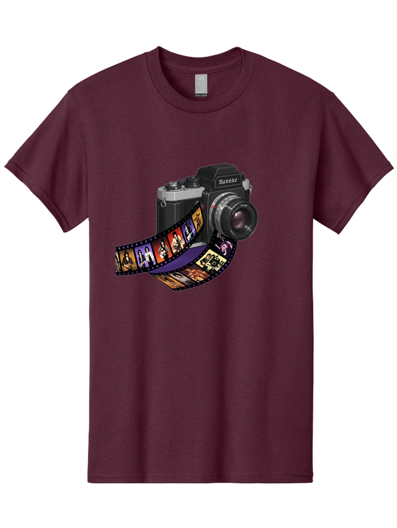 Bannke-Camera Men'S Graphic Tee, 100% Cotton, Comfortable Casual Summer Wear, Machine Washable, Vintage Camera, Film Strip, Photography, Bannke, Retro Style, Black And Silver, Lens, Camera Body, Film Reel, Photographers Bae357 14