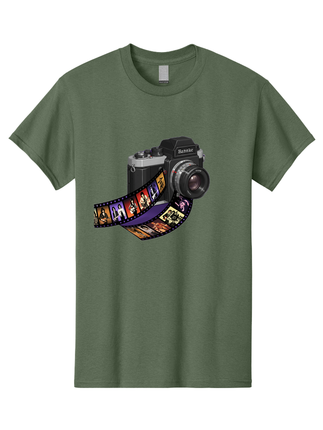 Bannke-Camera Men'S Graphic Tee, 100% Cotton, Comfortable Casual Summer Wear, Machine Washable, Vintage Camera, Film Strip, Photography, Bannke, Retro Style, Black And Silver, Lens, Camera Body, Film Reel, Photographers Bae357 6