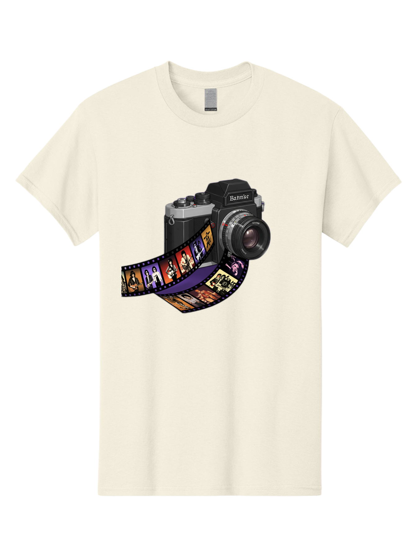 Bannke-Camera Men'S Graphic Tee, 100% Cotton, Comfortable Casual Summer Wear, Machine Washable, Vintage Camera, Film Strip, Photography, Bannke, Retro Style, Black And Silver, Lens, Camera Body, Film Reel, Photographers Bae357 8