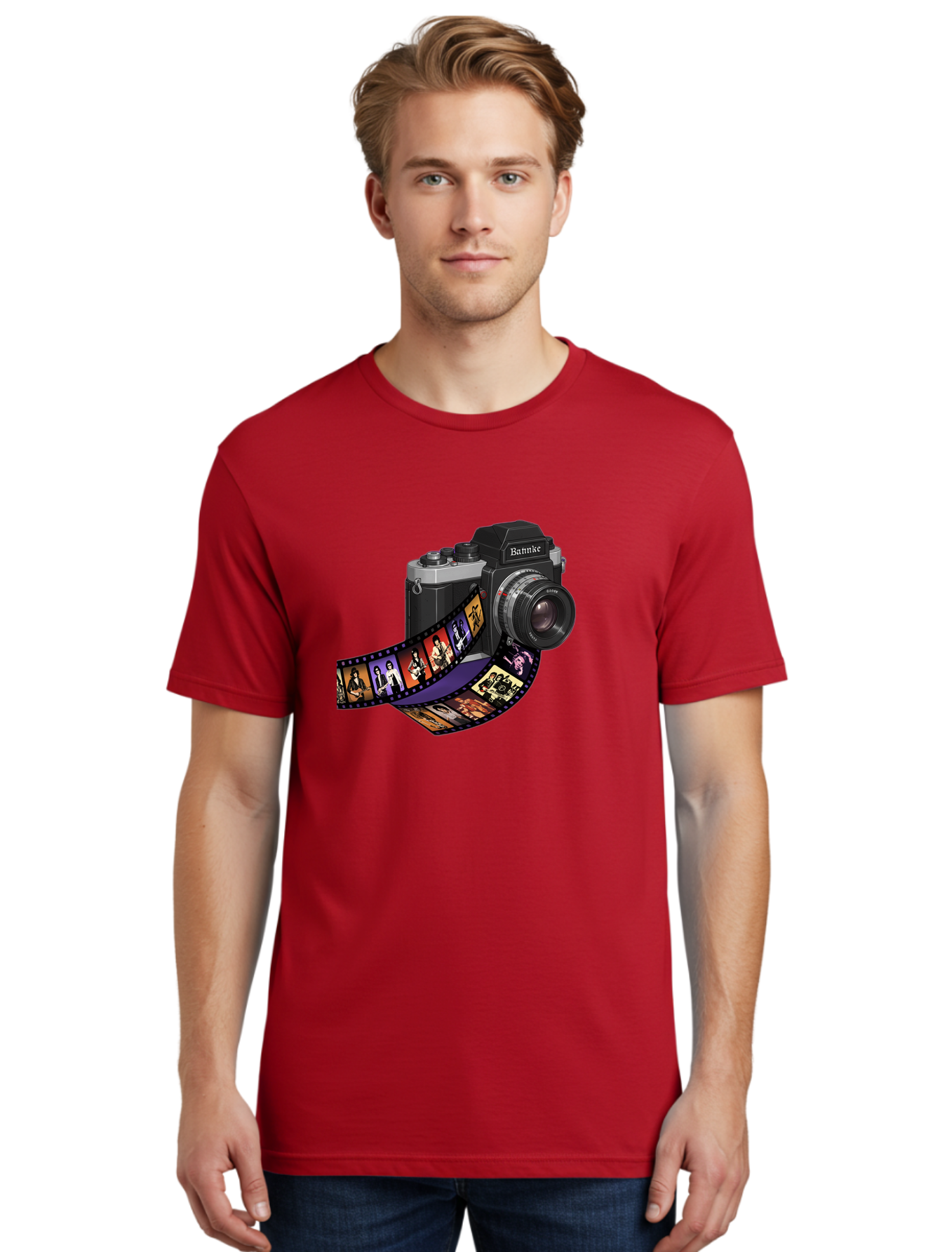 Bannke-Camera Men'S Graphic Tee, 100% Cotton, Comfortable Casual Summer Wear, Machine Washable, Vintage Camera, Film Strip, Photography, Bannke, Retro Style, Black And Silver, Lens, Camera Body, Film Reel, Photographers Bae357 18