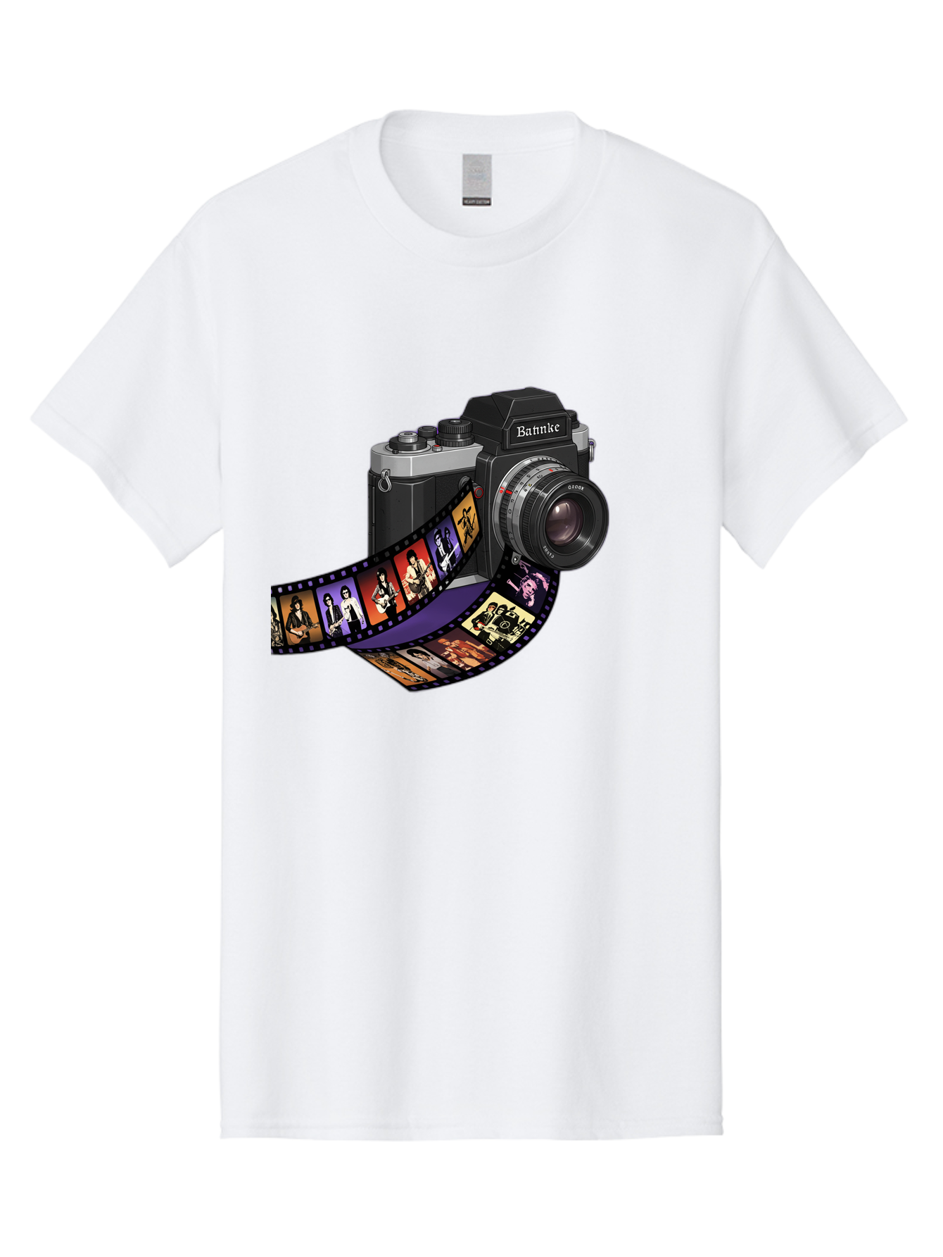 Bannke-Camera Men'S Graphic Tee, 100% Cotton, Comfortable Casual Summer Wear, Machine Washable, Vintage Camera, Film Strip, Photography, Bannke, Retro Style, Black And Silver, Lens, Camera Body, Film Reel, Photographers Bae357 15