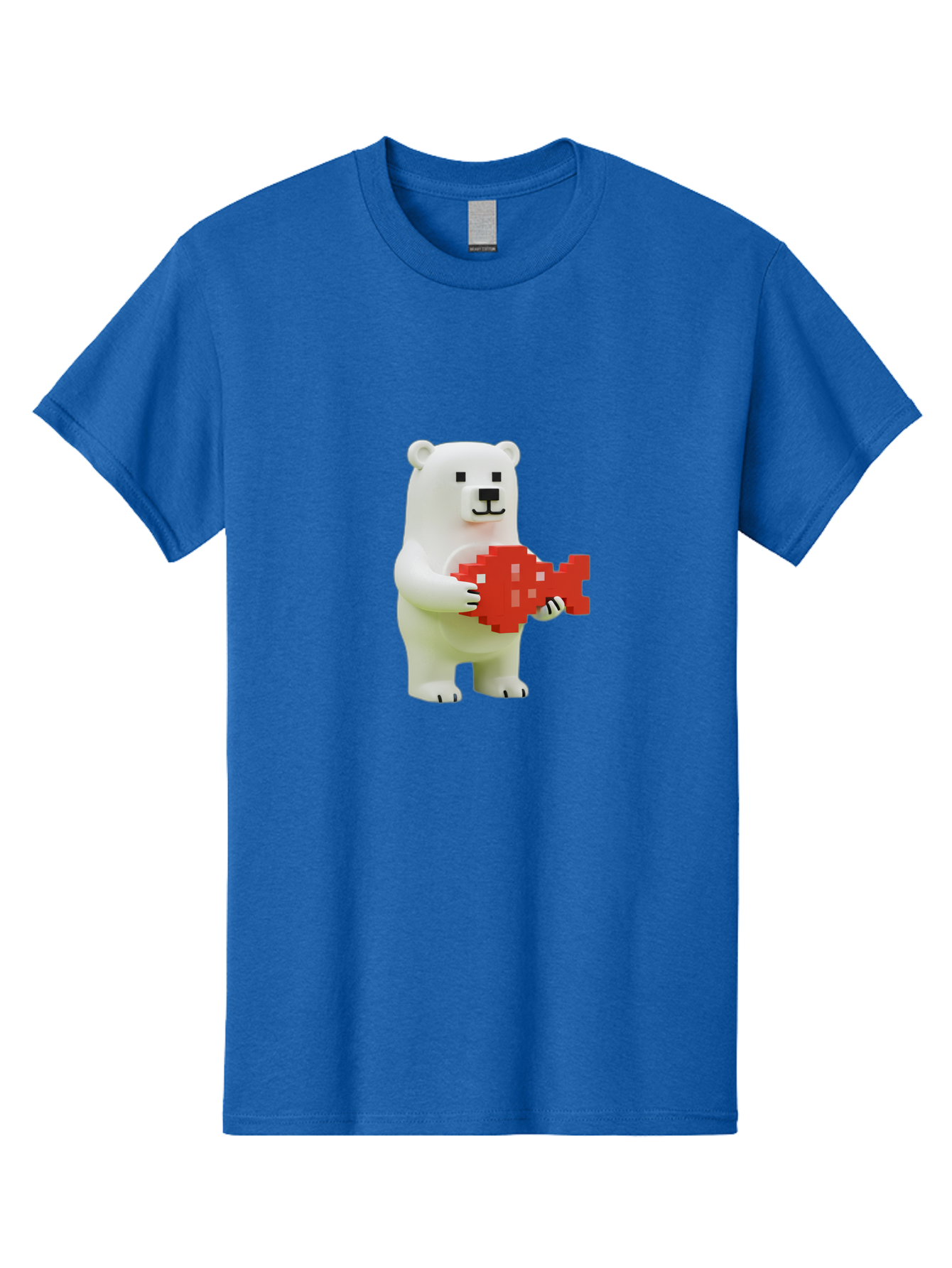 Bear-Pixel-Heart Men'S Graphic Tee, 100% Cotton, Comfortable Casual Summer Wear, Machine Washable, White Polar Bear Holding Red Pixel Heart, Cute Cartoon Character, Adorable Animal, Love Symbol, Pixel Art, Cute Figurine, 3D Illustration Bae359 14