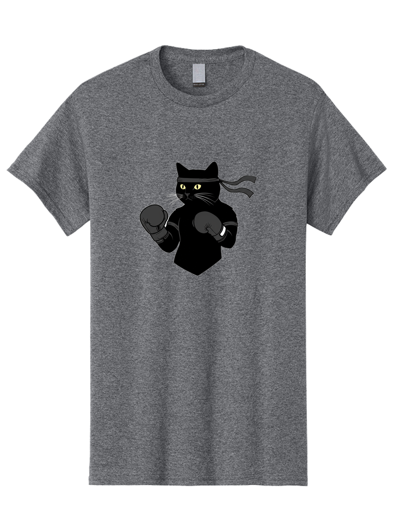 Black-Cat-Ninja-Boxing Men'S Graphic Tee, 100% Cotton, Comfortable Casual Summer Wear, Machine Washable, Ninja Cat, Black Cat, Boxing Gloves, Martial Arts, Ninja Costume, Cartoon Character, Fighting Stance, Funny Animal, Ninja Mask, Cute Cat Bae360 15