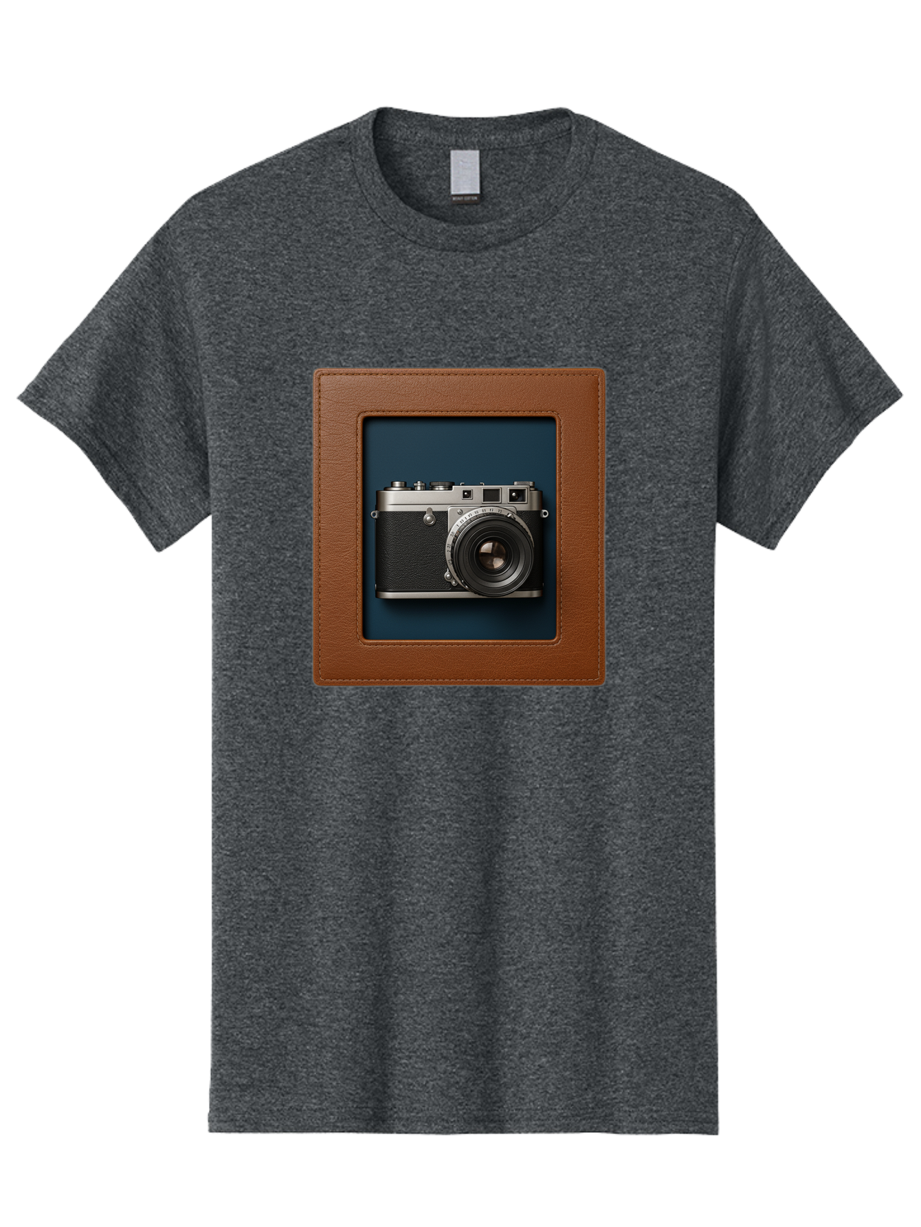 Camera-2 Men'S Graphic Tee, 100% Cotton, Comfortable Casual Summer Wear, Machine Washable, Vintage Camera, Photography Equipment, Leica Camera, Classic Design, Retro Style, Brown Leather Case, Blue Background, Silver Accents Bae367 5