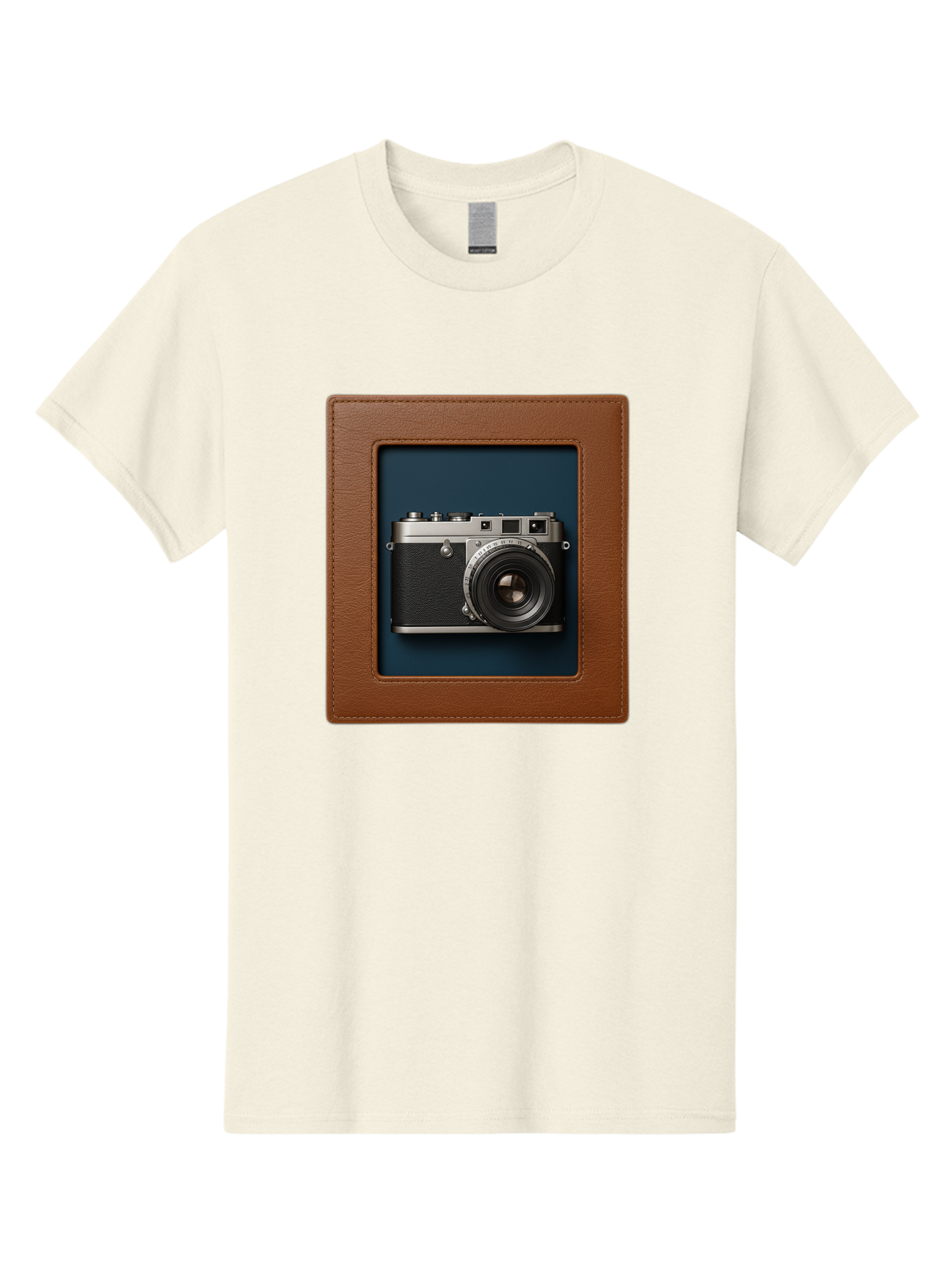 Camera-2 Men'S Graphic Tee, 100% Cotton, Comfortable Casual Summer Wear, Machine Washable, Vintage Camera, Photography Equipment, Leica Camera, Classic Design, Retro Style, Brown Leather Case, Blue Background, Silver Accents Bae367 10