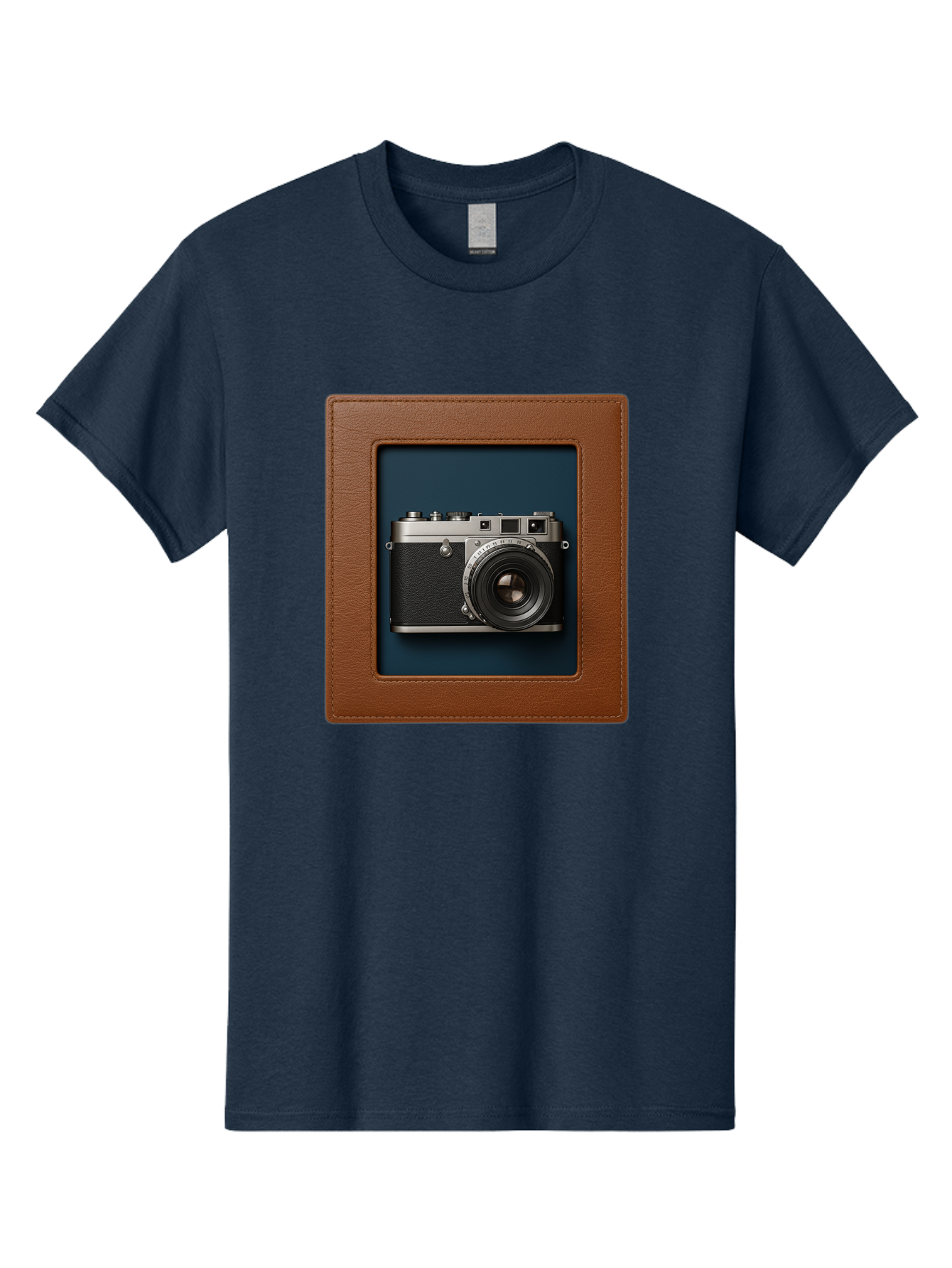 Camera-2 Men'S Graphic Tee, 100% Cotton, Comfortable Casual Summer Wear, Machine Washable, Vintage Camera, Photography Equipment, Leica Camera, Classic Design, Retro Style, Brown Leather Case, Blue Background, Silver Accents Bae367 11