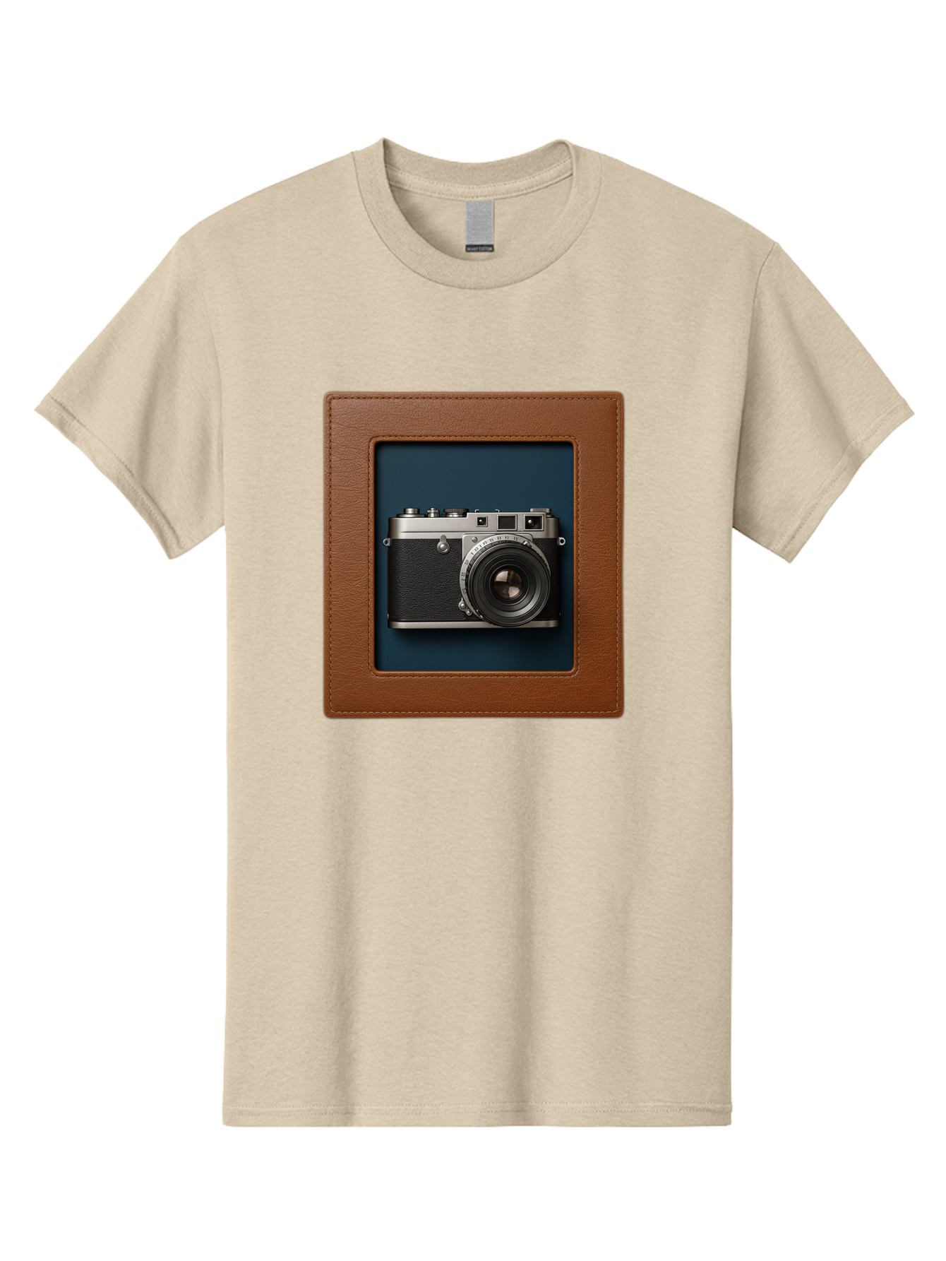 Camera-2 Men'S Graphic Tee, 100% Cotton, Comfortable Casual Summer Wear, Machine Washable, Vintage Camera, Photography Equipment, Leica Camera, Classic Design, Retro Style, Brown Leather Case, Blue Background, Silver Accents Bae367 12