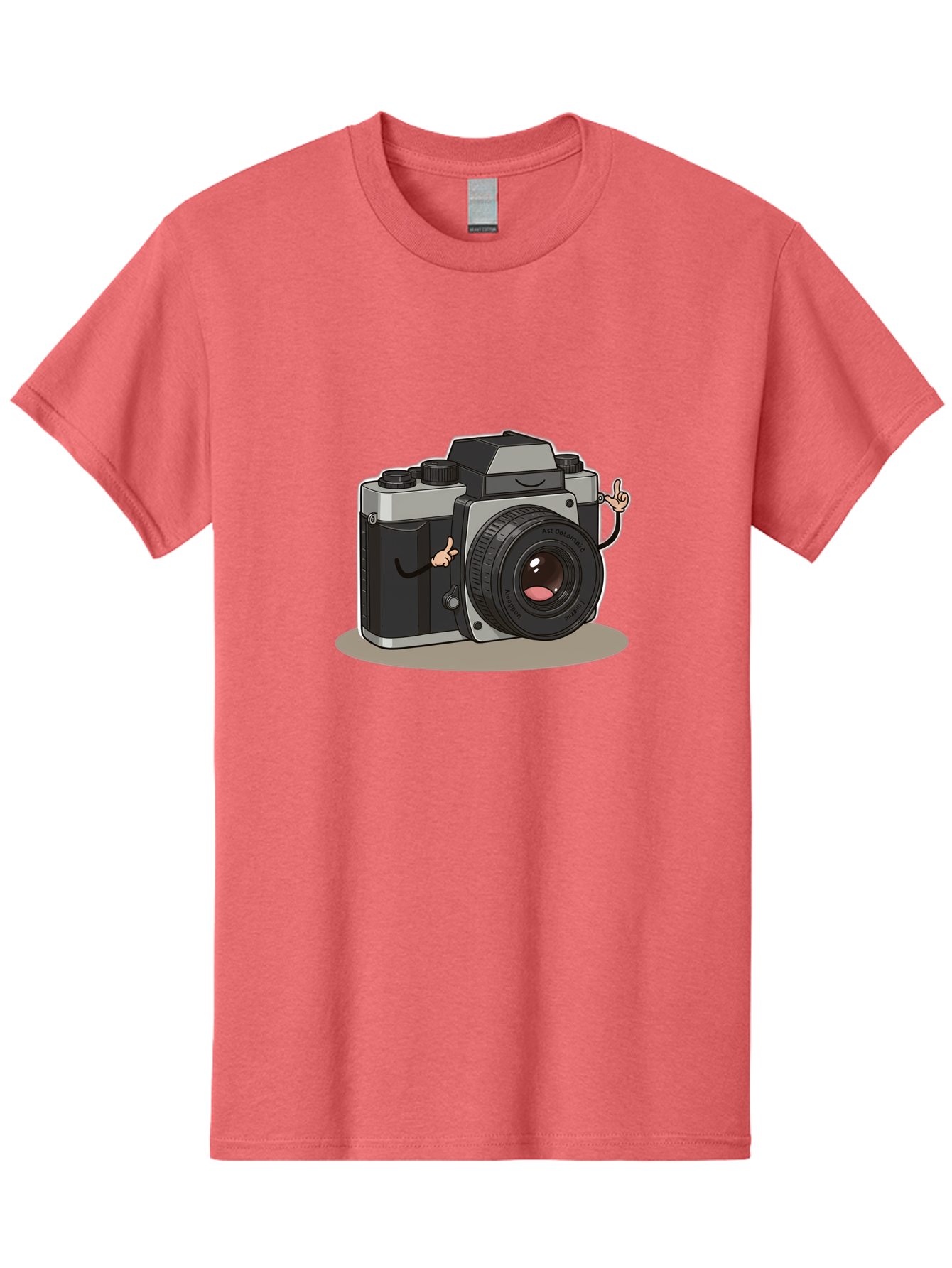 Camera-Character-1 Men'S Graphic Tee, 100% Cotton, Comfortable Casual Summer Wear, Machine Washable, Cartoon Camera, Character Design, Photography, Silver And Black Camera, Lens With Face, Hand Gestures, Funny, Quirky, Playful, Bae370 11