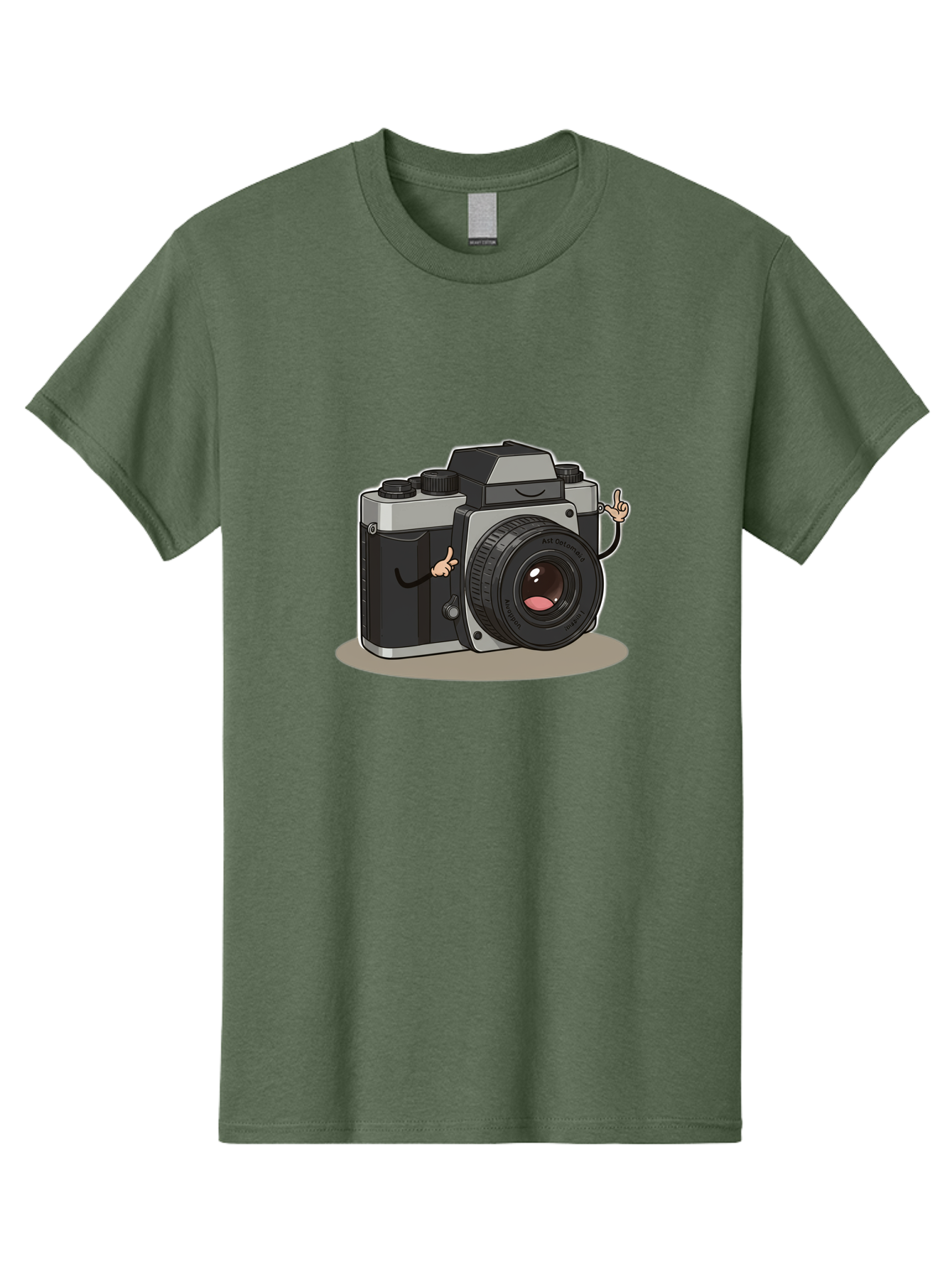 Camera-Character-1 Men'S Graphic Tee, 100% Cotton, Comfortable Casual Summer Wear, Machine Washable, Cartoon Camera, Character Design, Photography, Silver And Black Camera, Lens With Face, Hand Gestures, Funny, Quirky, Playful, Bae370 4