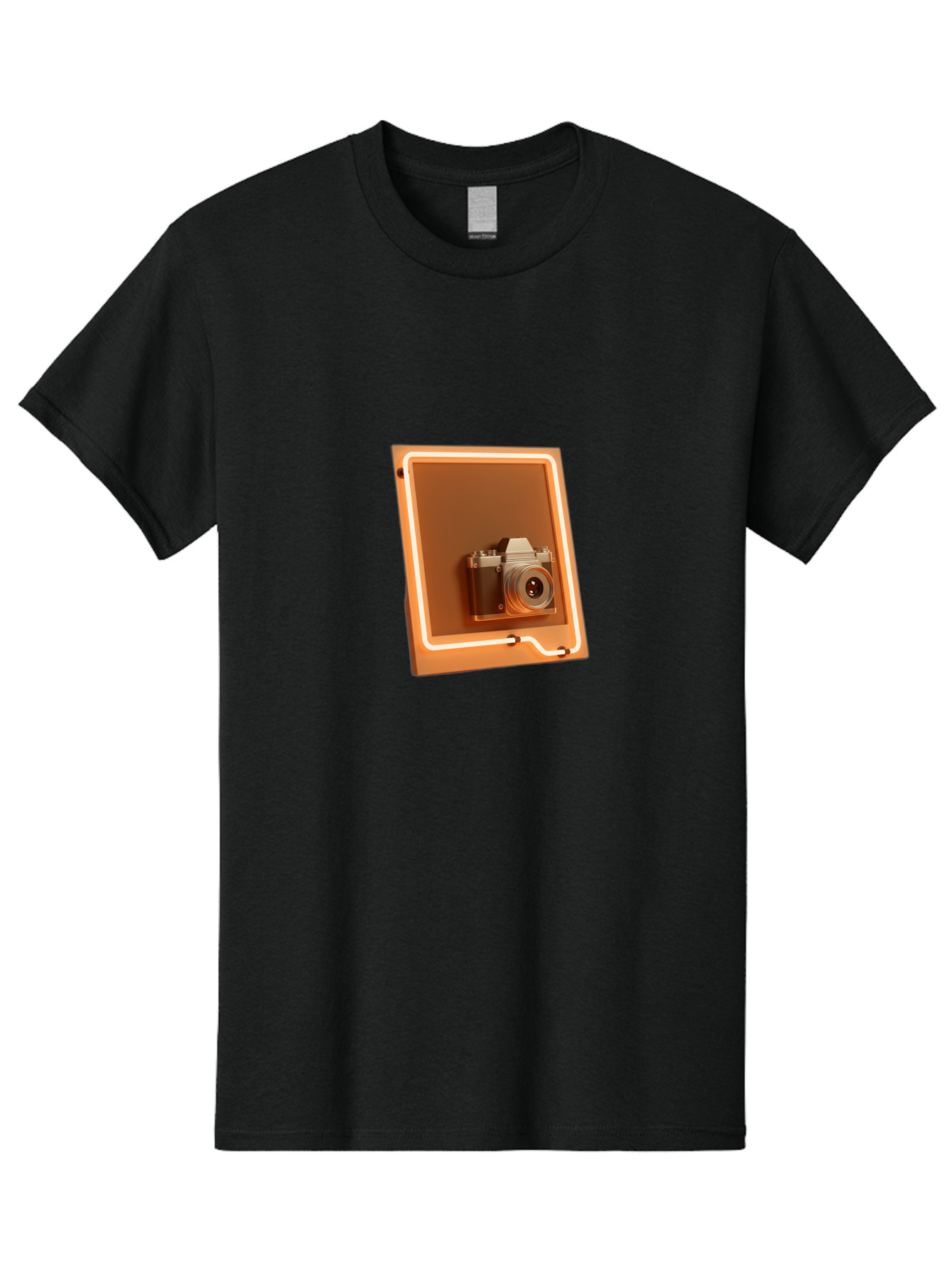Camera-On-Tablet Men'S Graphic Tee, 100% Cotton, Comfortable Casual Summer Wear, Machine Washable, Digital Camera On Screen, Neon Light, Orange Glow, Camera Lens, Modern Technology, Photography, Digital Display, Futuristic Design Bae372 8
