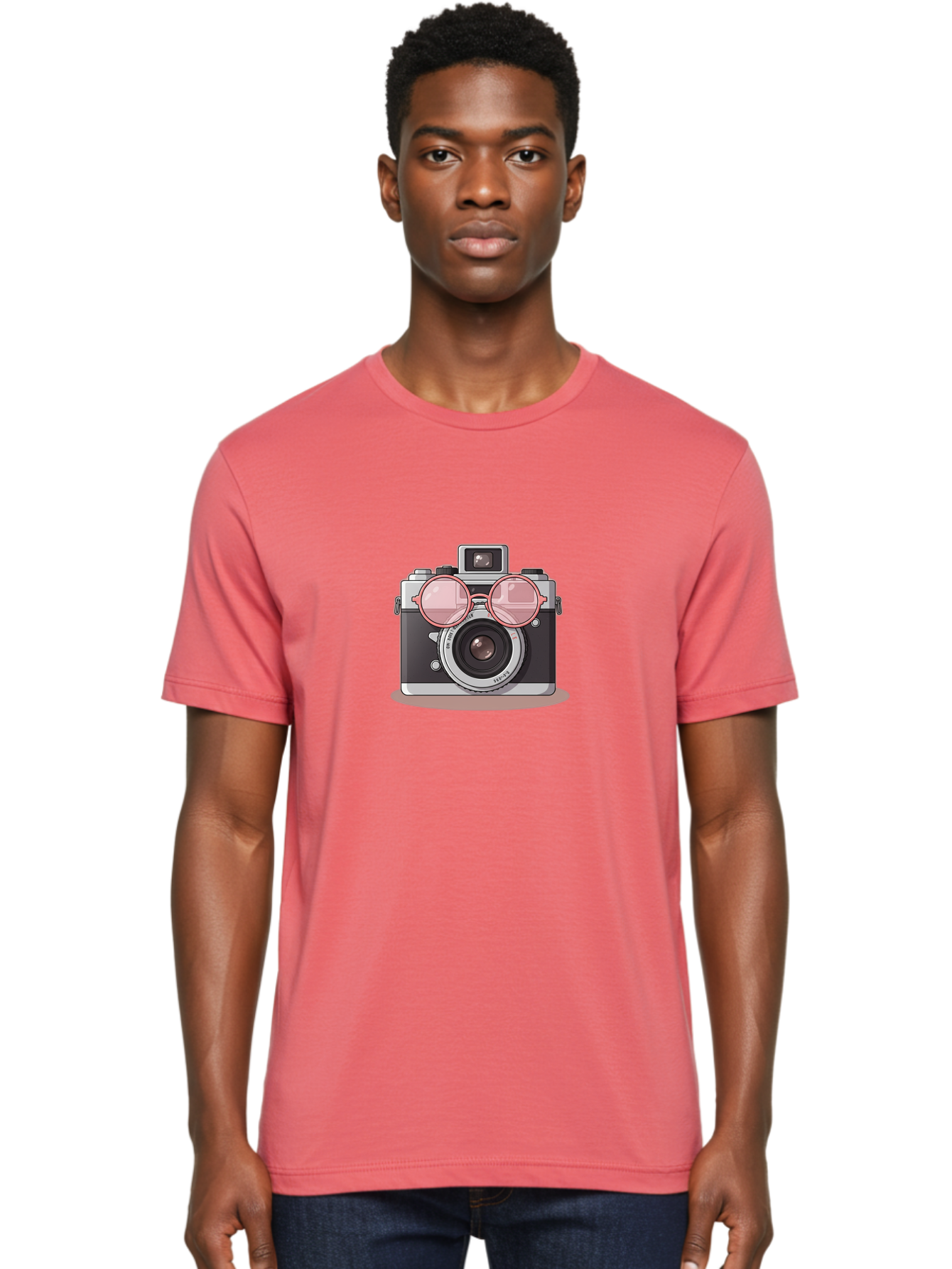 Camera-With-Glasses-2 Men'S Graphic Tee, 100% Cotton, Comfortable Casual Summer Wear, Machine Washable, Vintage Camera, Retro Photography, Cool Glasses, Lens Reflection, Classic Design, Camera Accessories, Stylish Photography Equipment, Bae375 30