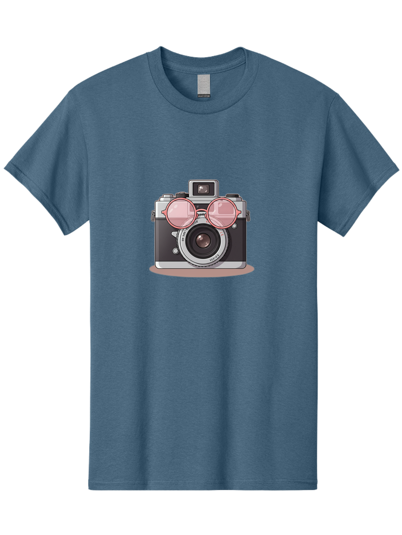 Camera-With-Glasses-2 Men'S Graphic Tee, 100% Cotton, Comfortable Casual Summer Wear, Machine Washable, Vintage Camera, Retro Photography, Cool Glasses, Lens Reflection, Classic Design, Camera Accessories, Stylish Photography Equipment, Bae375 2
