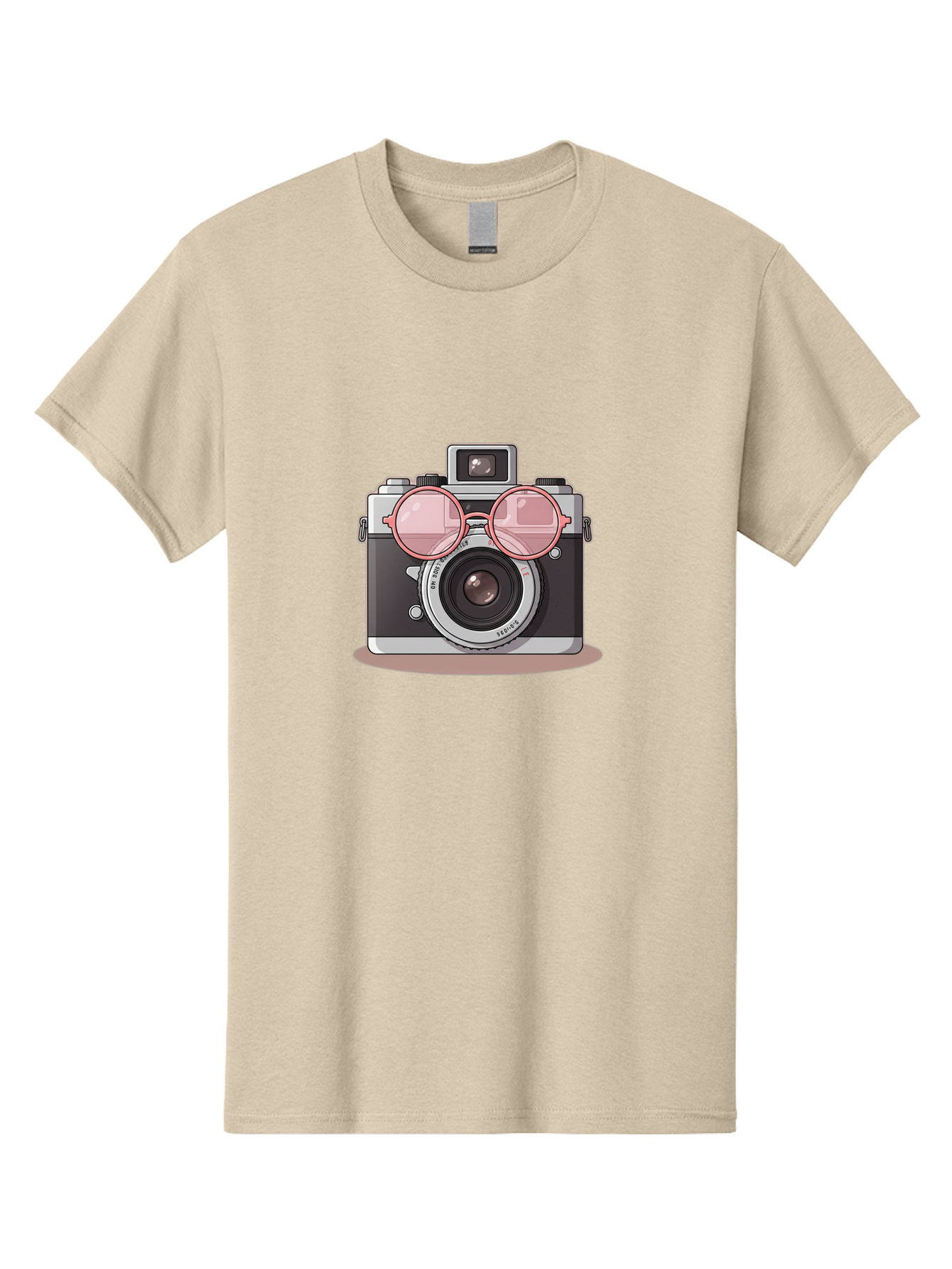Camera-With-Glasses-2 Men'S Graphic Tee, 100% Cotton, Comfortable Casual Summer Wear, Machine Washable, Vintage Camera, Retro Photography, Cool Glasses, Lens Reflection, Classic Design, Camera Accessories, Stylish Photography Equipment, Bae375 3