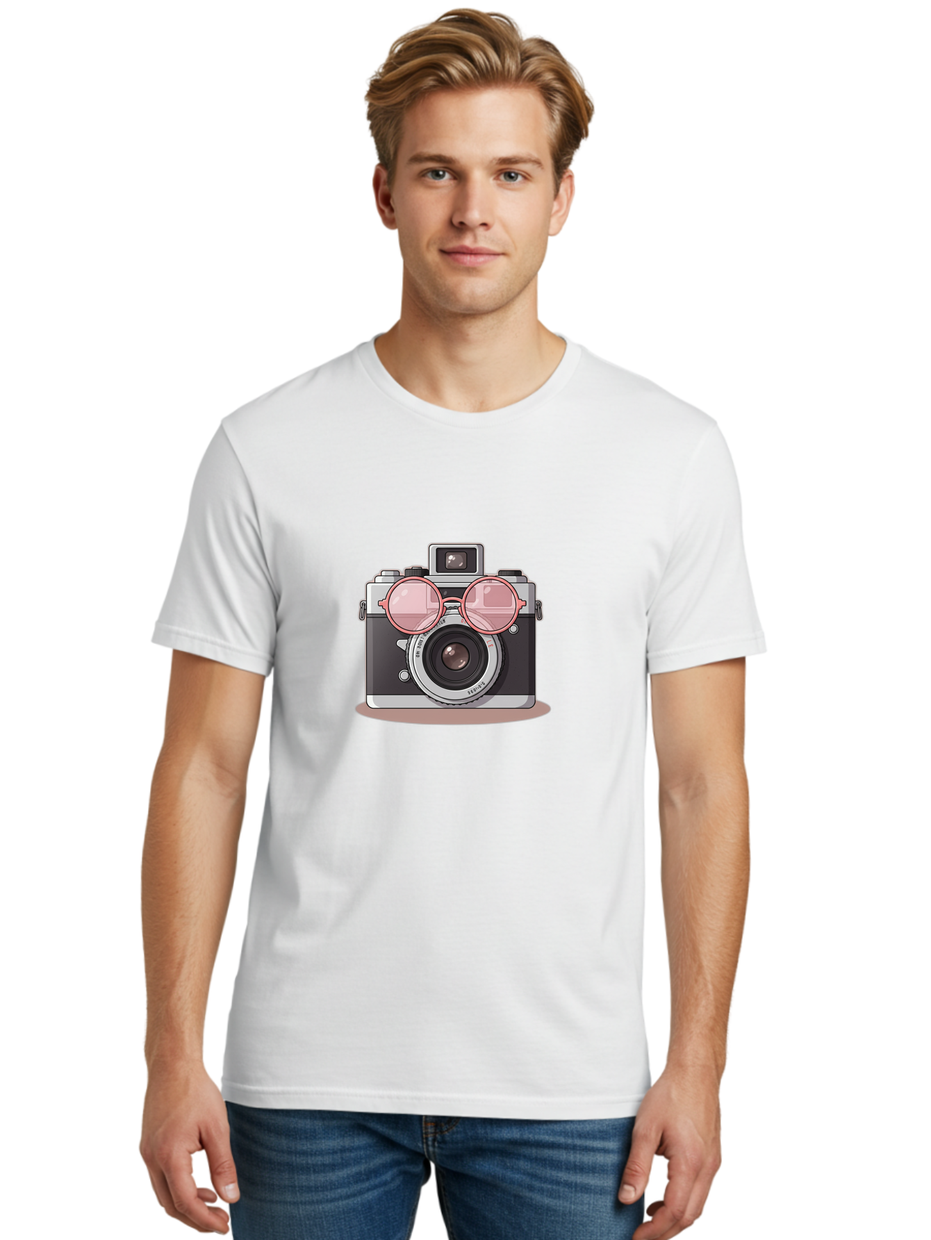 Camera-With-Glasses-2 Men'S Graphic Tee, 100% Cotton, Comfortable Casual Summer Wear, Machine Washable, Vintage Camera, Retro Photography, Cool Glasses, Lens Reflection, Classic Design, Camera Accessories, Stylish Photography Equipment, Bae375 29