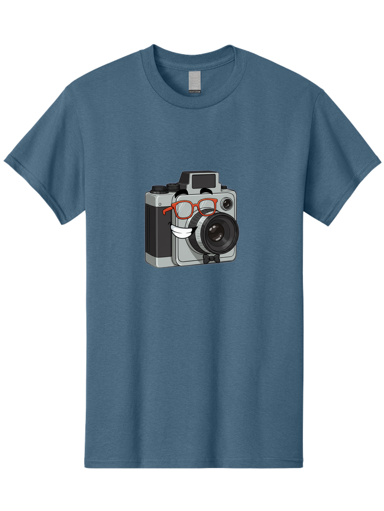 Camera-With-Glasses Men'S Graphic Tee, 100% Cotton, Comfortable Casual Summer Wear, Machine Washable, Cartoon Camera, Vintage Photography, Glasses And Bow Tie, Retro Style, Digital Art, Funny Characters, Creative Concepts, Artistic Expression, Bae376 6