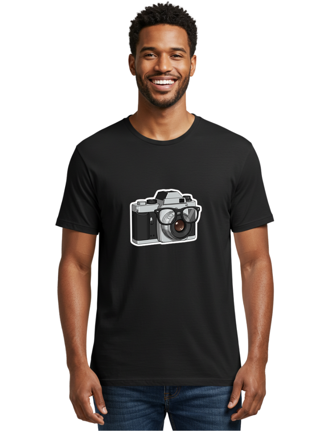 Camera-With-Shades Men'S Graphic Tee, 100% Cotton, Comfortable Casual Summer Wear, Machine Washable, Camera Wearing Sunglasses, Photography Gear, Stylish Accessory, Cool Camera, Funky Design, Creative Twist, Photography Equipment Bae379 26