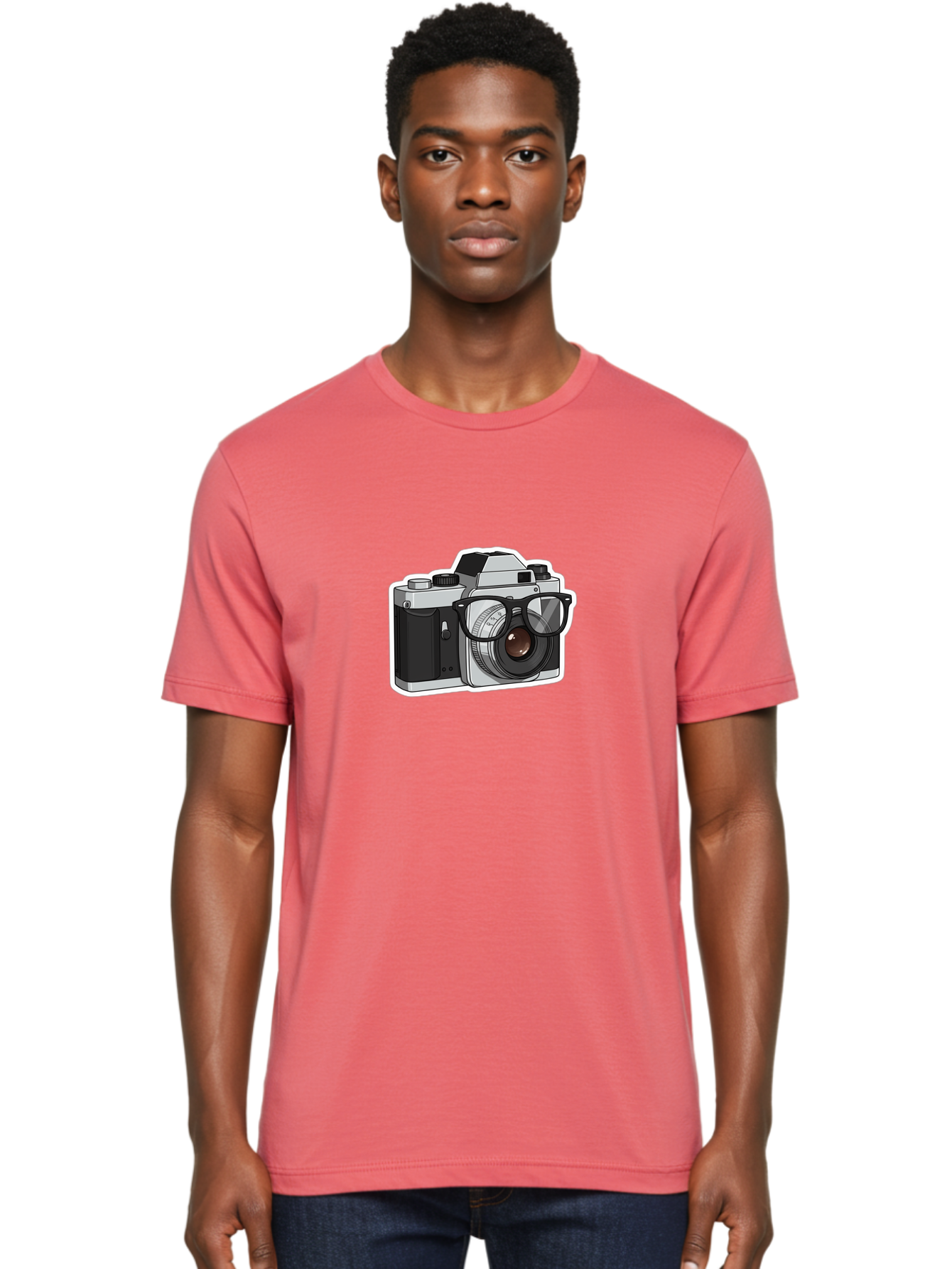 Camera-With-Shades Men'S Graphic Tee, 100% Cotton, Comfortable Casual Summer Wear, Machine Washable, Camera Wearing Sunglasses, Photography Gear, Stylish Accessory, Cool Camera, Funky Design, Creative Twist, Photography Equipment Bae379 16
