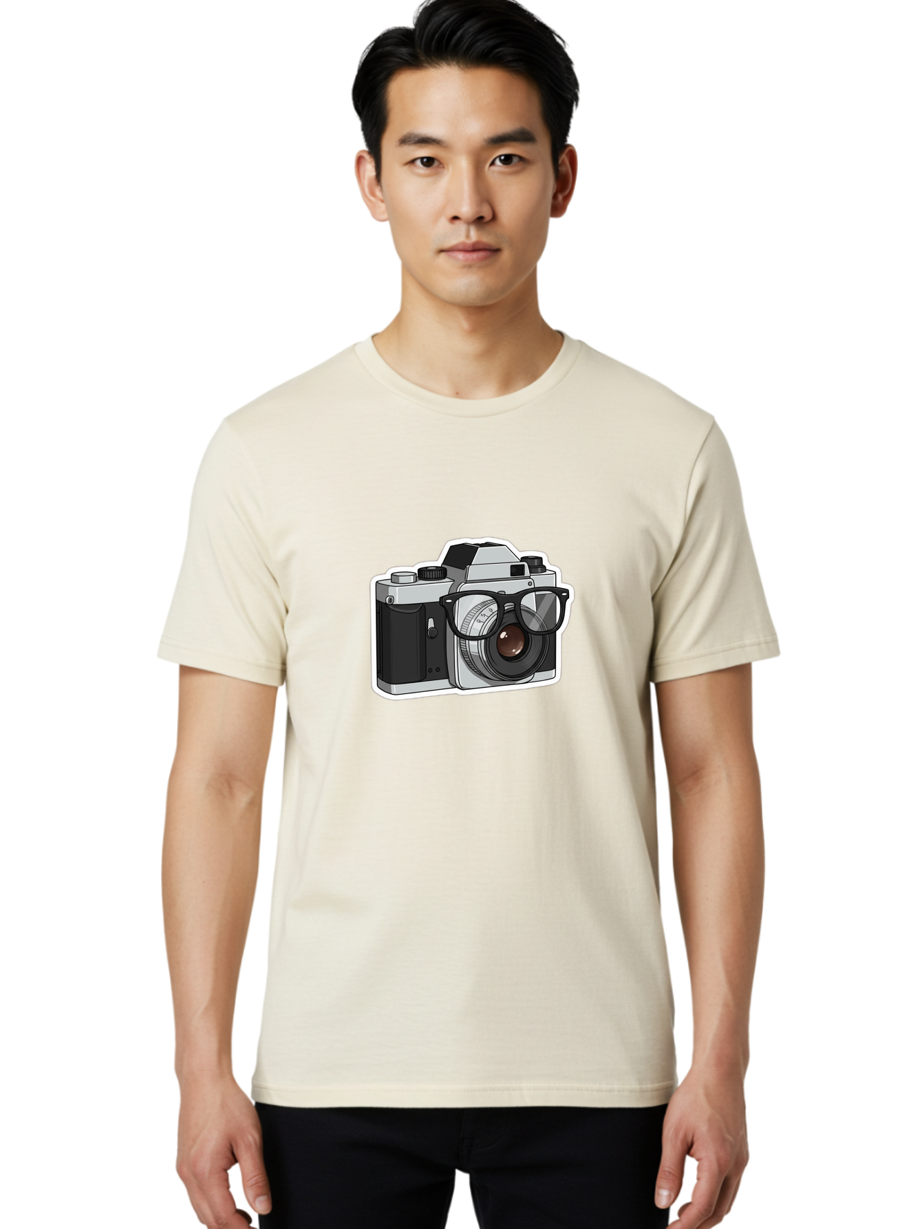 Camera-With-Shades Men'S Graphic Tee, 100% Cotton, Comfortable Casual Summer Wear, Machine Washable, Camera Wearing Sunglasses, Photography Gear, Stylish Accessory, Cool Camera, Funky Design, Creative Twist, Photography Equipment Bae379 18