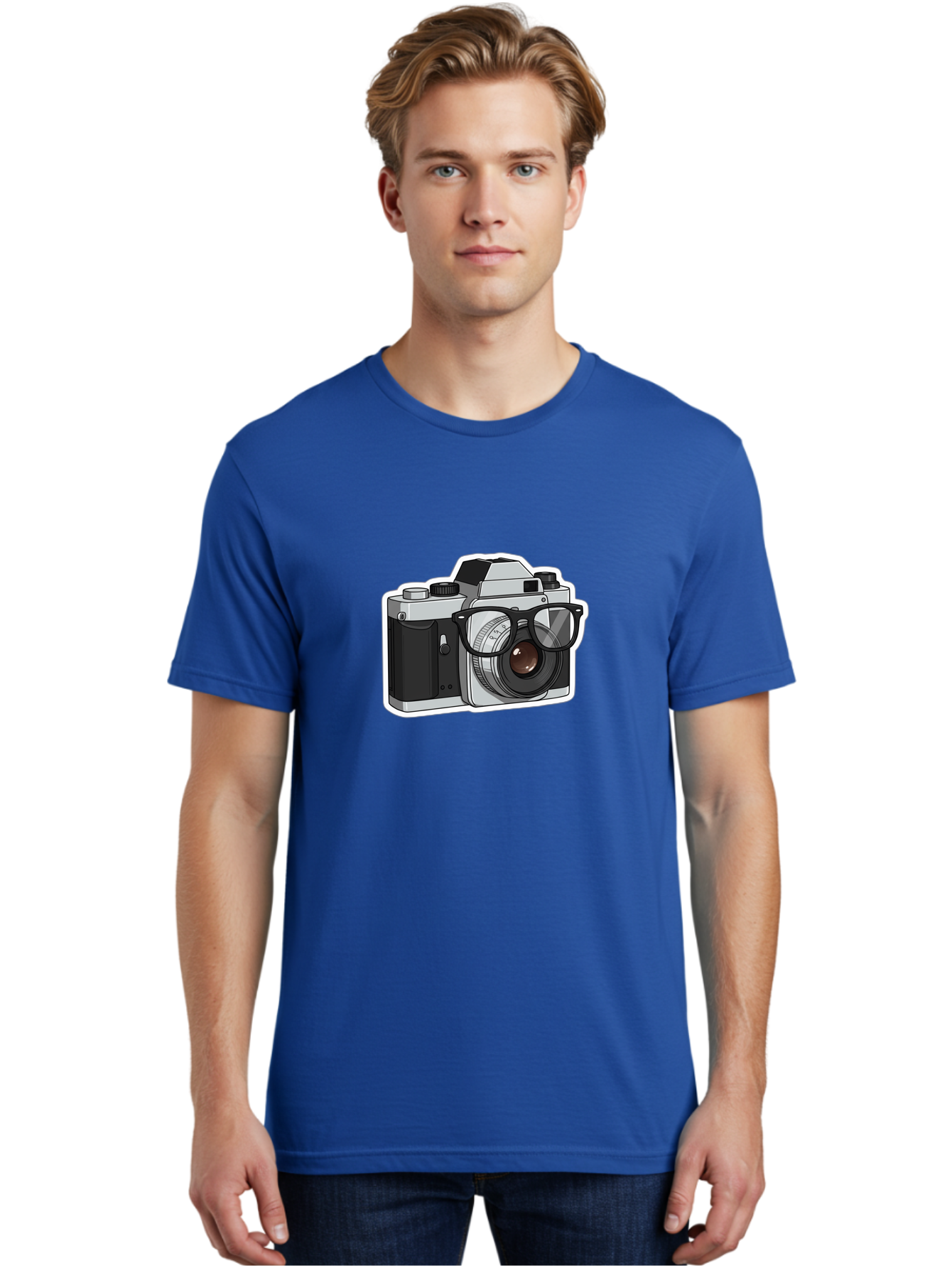 Camera-With-Shades Men'S Graphic Tee, 100% Cotton, Comfortable Casual Summer Wear, Machine Washable, Camera Wearing Sunglasses, Photography Gear, Stylish Accessory, Cool Camera, Funky Design, Creative Twist, Photography Equipment Bae379 21