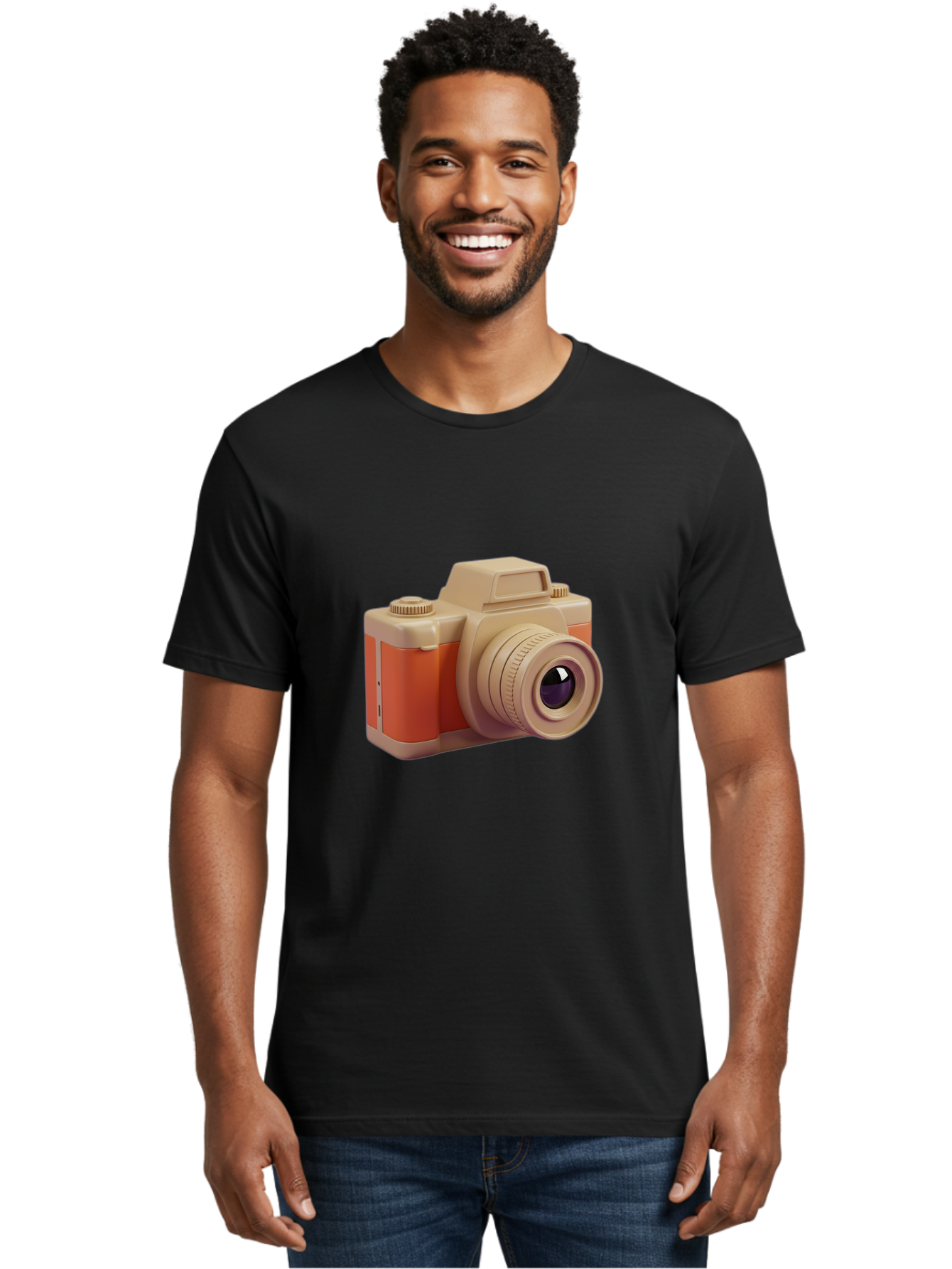 Camera Men'S Graphic Tee, 100% Cotton, Comfortable Casual Summer Wear, Machine Washable, Digital Camera, Photography Equipment, Camera Lens, Vintage Camera, Retro Style, Orange And Beige Colors, 3D Illustration, Camera Design, Photography Gear Bae383 30