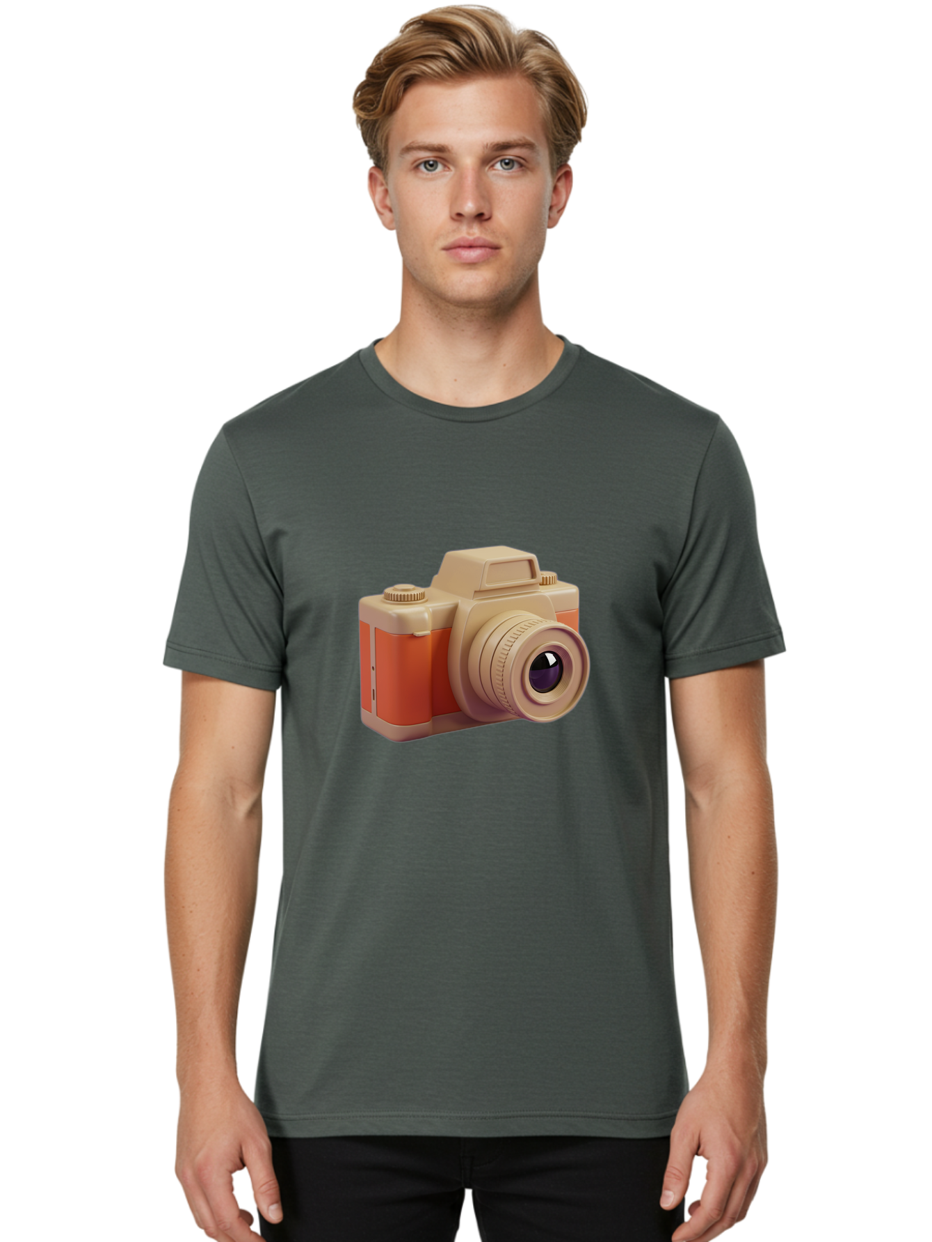 Camera Men'S Graphic Tee, 100% Cotton, Comfortable Casual Summer Wear, Machine Washable, Digital Camera, Photography Equipment, Camera Lens, Vintage Camera, Retro Style, Orange And Beige Colors, 3D Illustration, Camera Design, Photography Gear Bae383 19