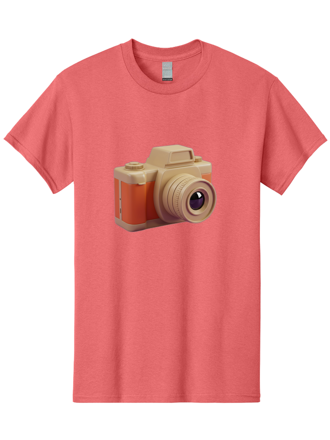 Camera Men'S Graphic Tee, 100% Cotton, Comfortable Casual Summer Wear, Machine Washable, Digital Camera, Photography Equipment, Camera Lens, Vintage Camera, Retro Style, Orange And Beige Colors, 3D Illustration, Camera Design, Photography Gear Bae383 6