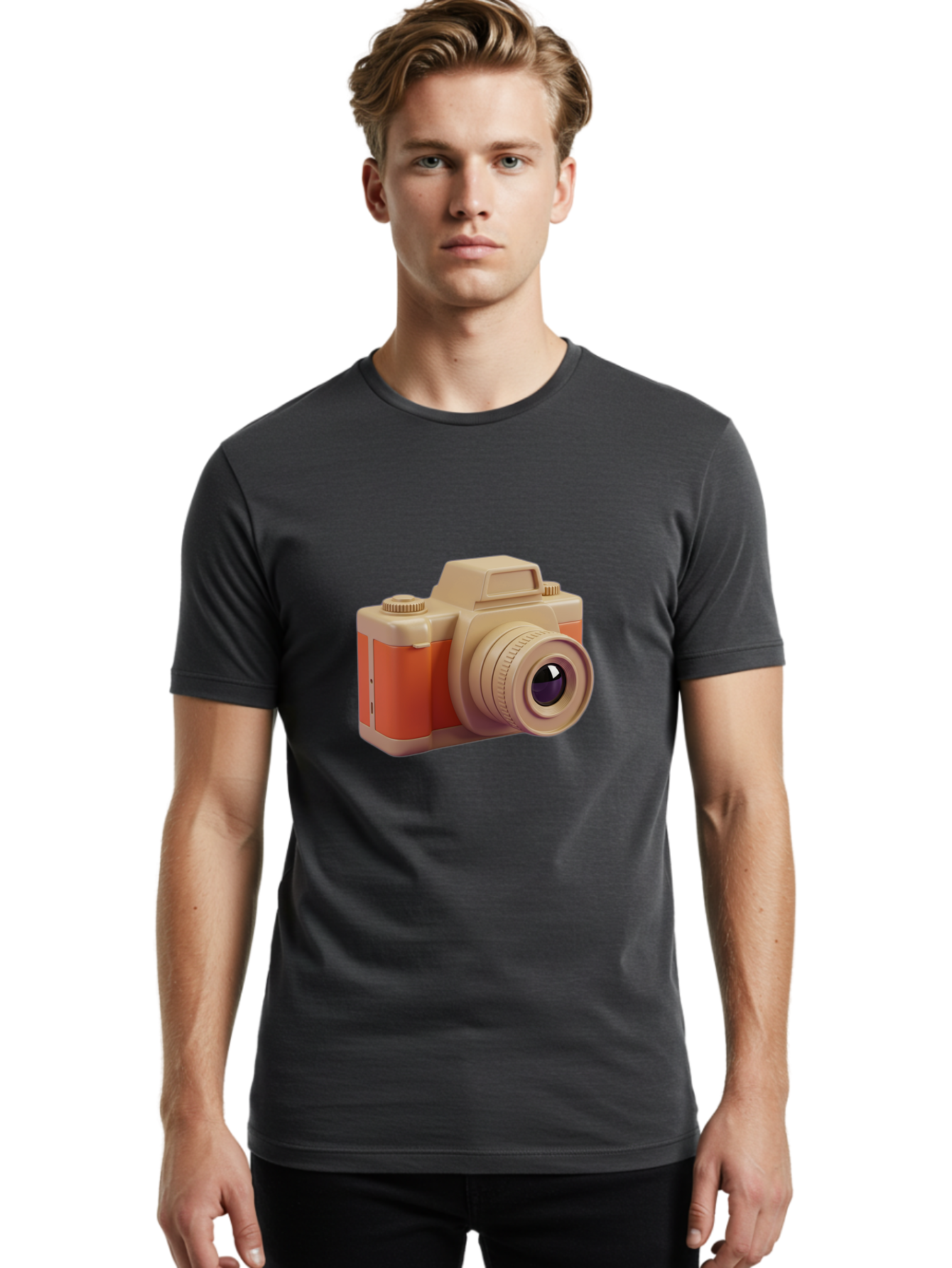 Camera Men'S Graphic Tee, 100% Cotton, Comfortable Casual Summer Wear, Machine Washable, Digital Camera, Photography Equipment, Camera Lens, Vintage Camera, Retro Style, Orange And Beige Colors, 3D Illustration, Camera Design, Photography Gear Bae383 26