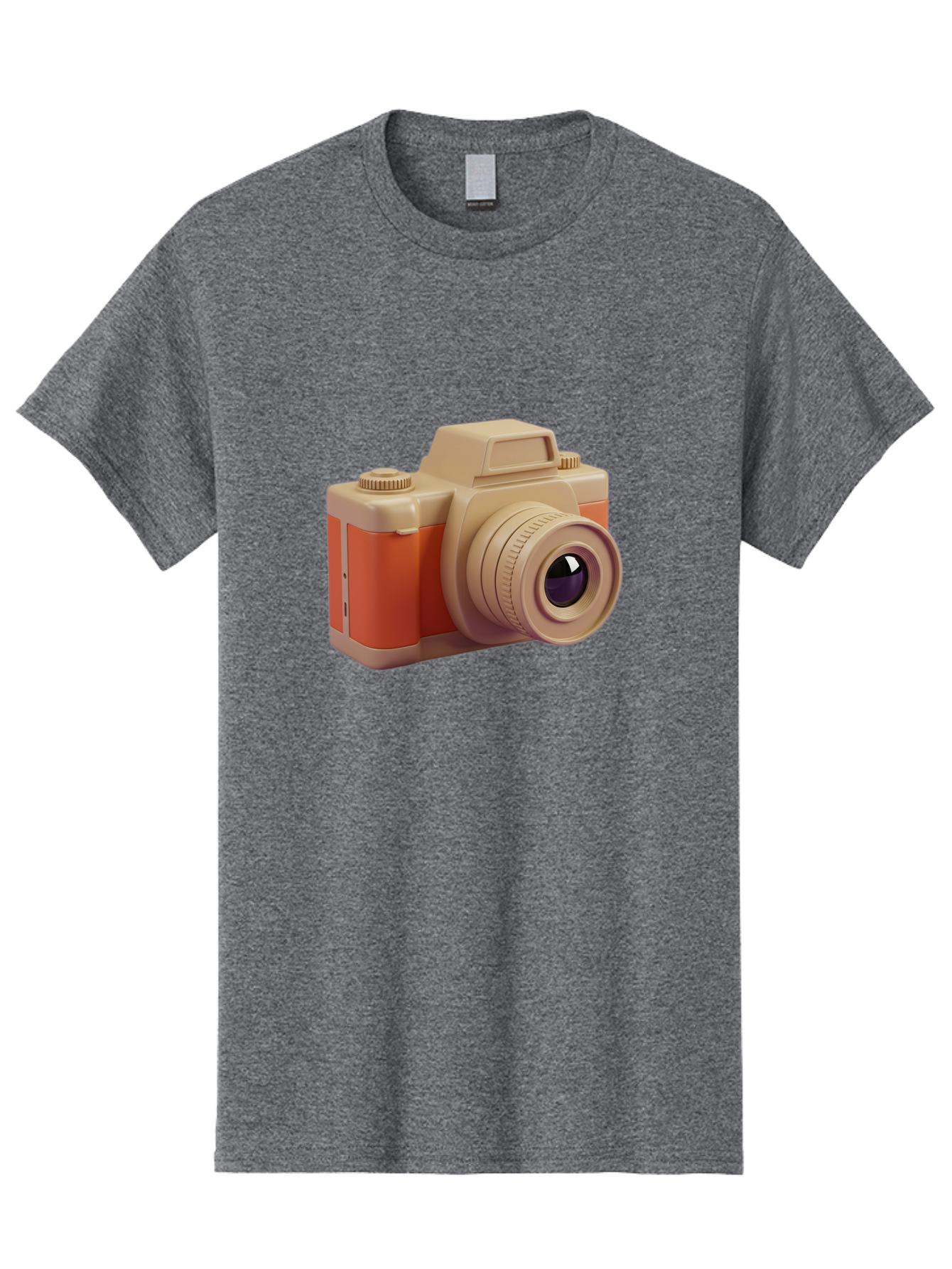 Camera Men'S Graphic Tee, 100% Cotton, Comfortable Casual Summer Wear, Machine Washable, Digital Camera, Photography Equipment, Camera Lens, Vintage Camera, Retro Style, Orange And Beige Colors, 3D Illustration, Camera Design, Photography Gear Bae383 3