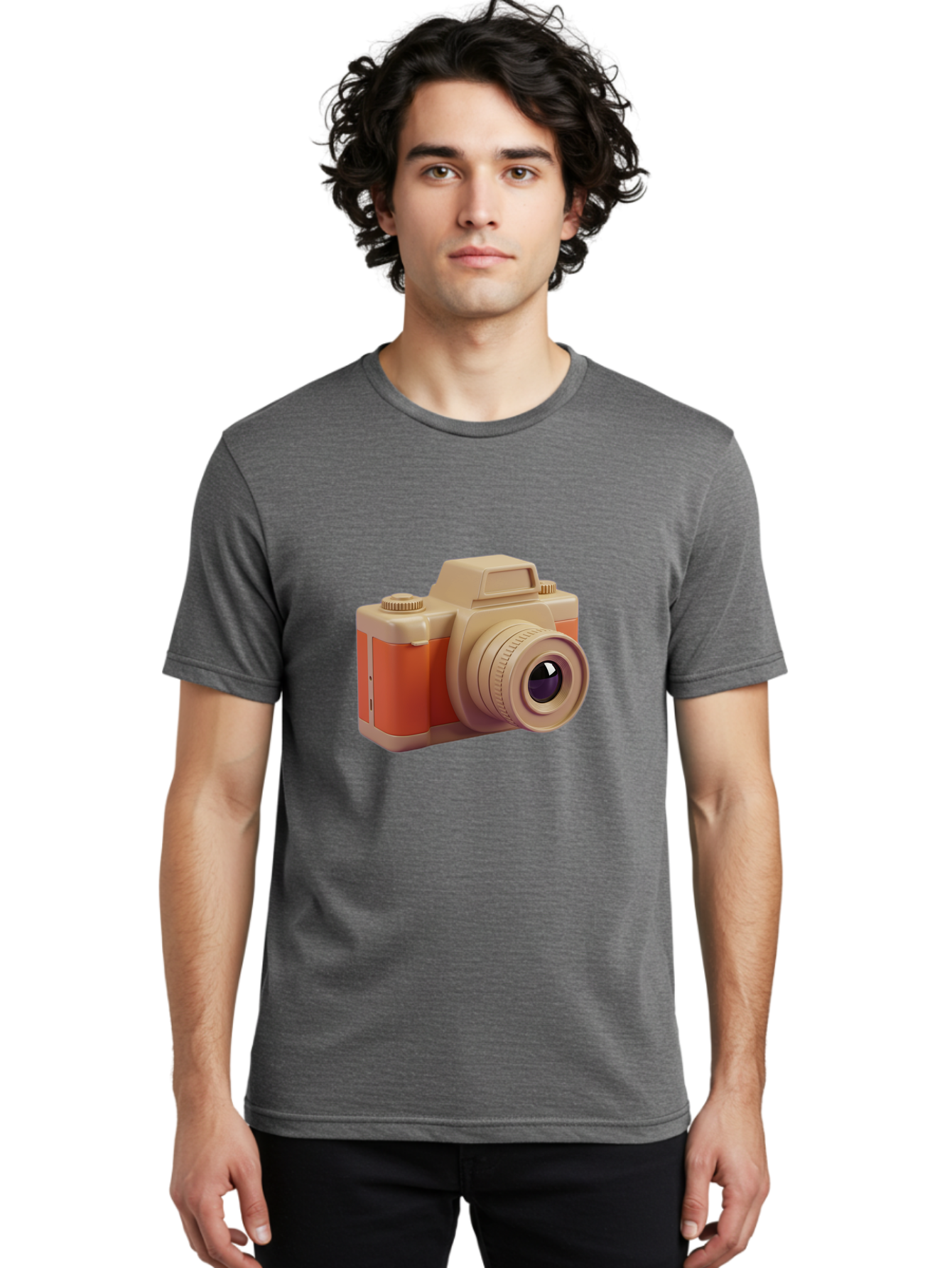 Camera Men'S Graphic Tee, 100% Cotton, Comfortable Casual Summer Wear, Machine Washable, Digital Camera, Photography Equipment, Camera Lens, Vintage Camera, Retro Style, Orange And Beige Colors, 3D Illustration, Camera Design, Photography Gear Bae383 18