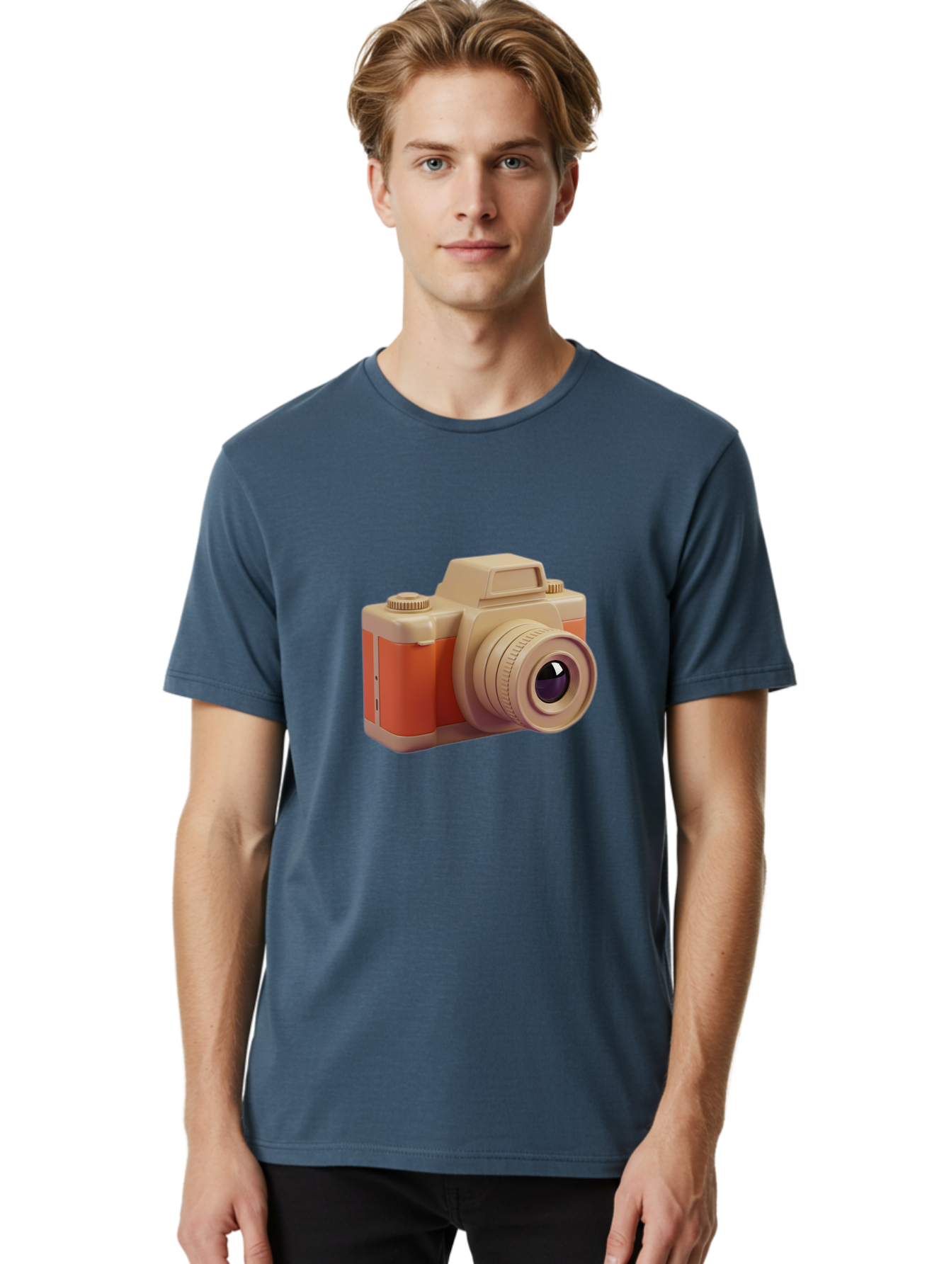 Camera Men'S Graphic Tee, 100% Cotton, Comfortable Casual Summer Wear, Machine Washable, Digital Camera, Photography Equipment, Camera Lens, Vintage Camera, Retro Style, Orange And Beige Colors, 3D Illustration, Camera Design, Photography Gear Bae383 20