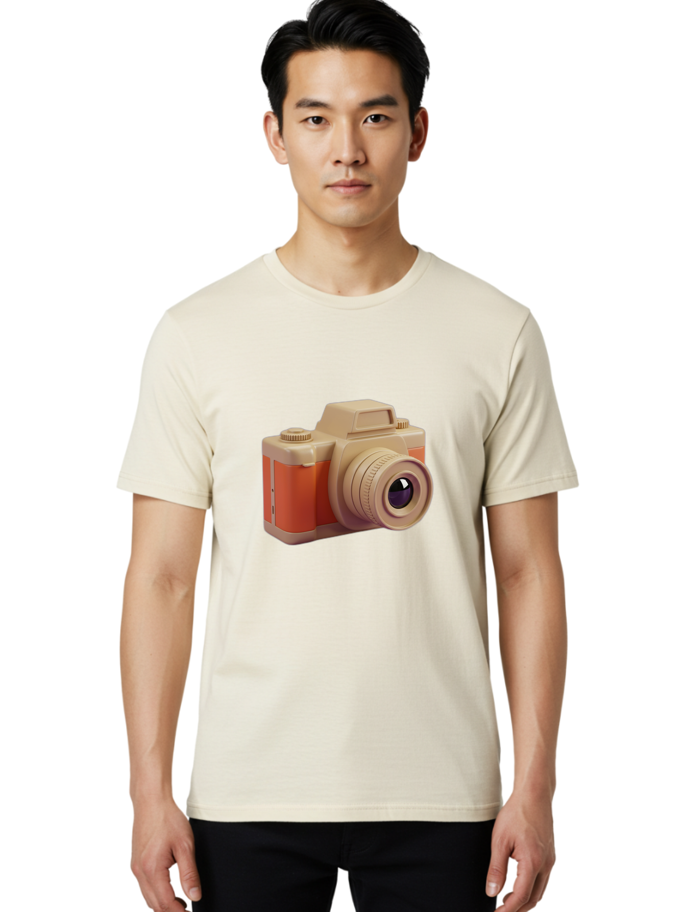 Camera Men'S Graphic Tee, 100% Cotton, Comfortable Casual Summer Wear, Machine Washable, Digital Camera, Photography Equipment, Camera Lens, Vintage Camera, Retro Style, Orange And Beige Colors, 3D Illustration, Camera Design, Photography Gear Bae383 27
