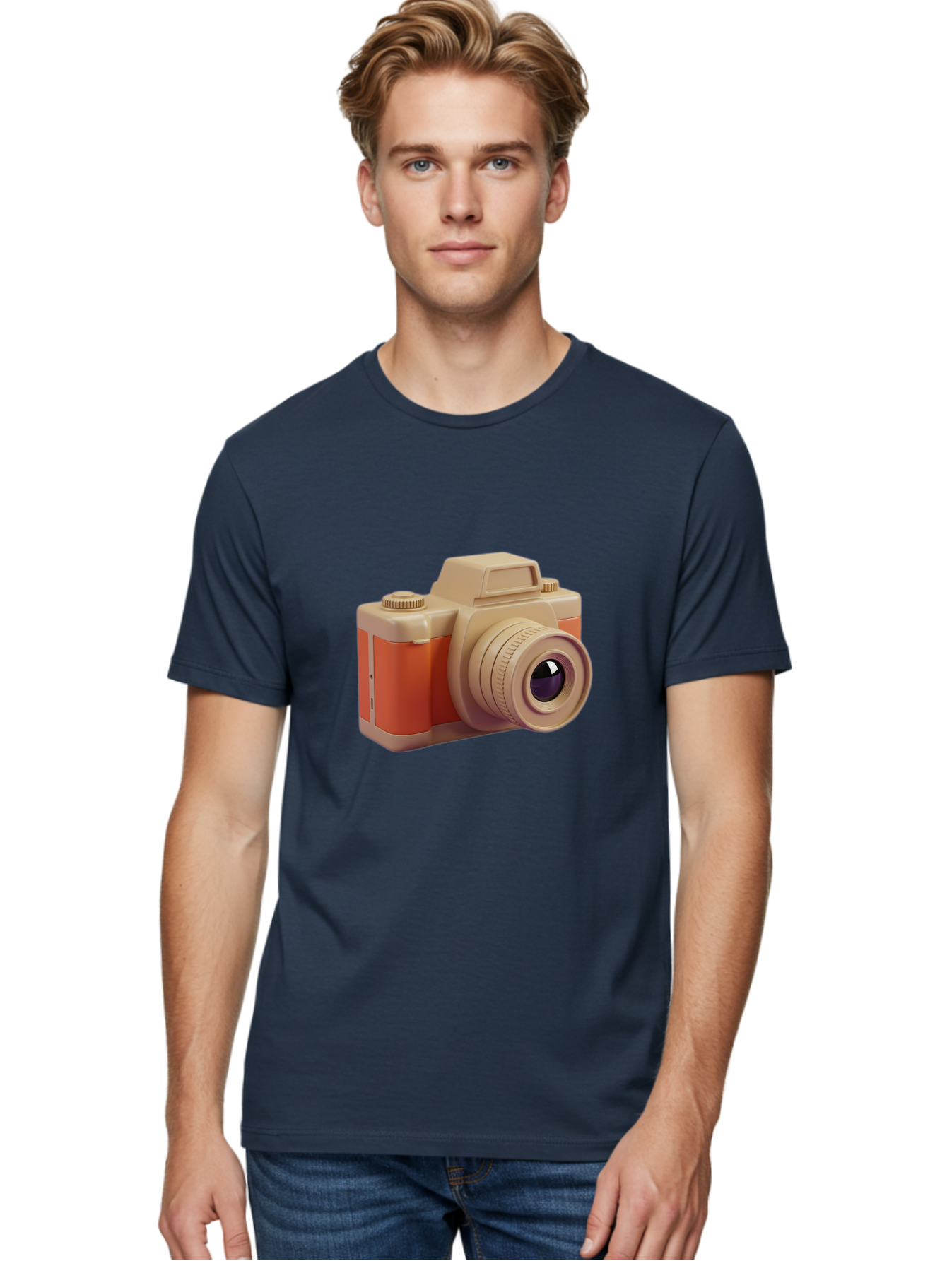 Camera Men'S Graphic Tee, 100% Cotton, Comfortable Casual Summer Wear, Machine Washable, Digital Camera, Photography Equipment, Camera Lens, Vintage Camera, Retro Style, Orange And Beige Colors, 3D Illustration, Camera Design, Photography Gear Bae383 28