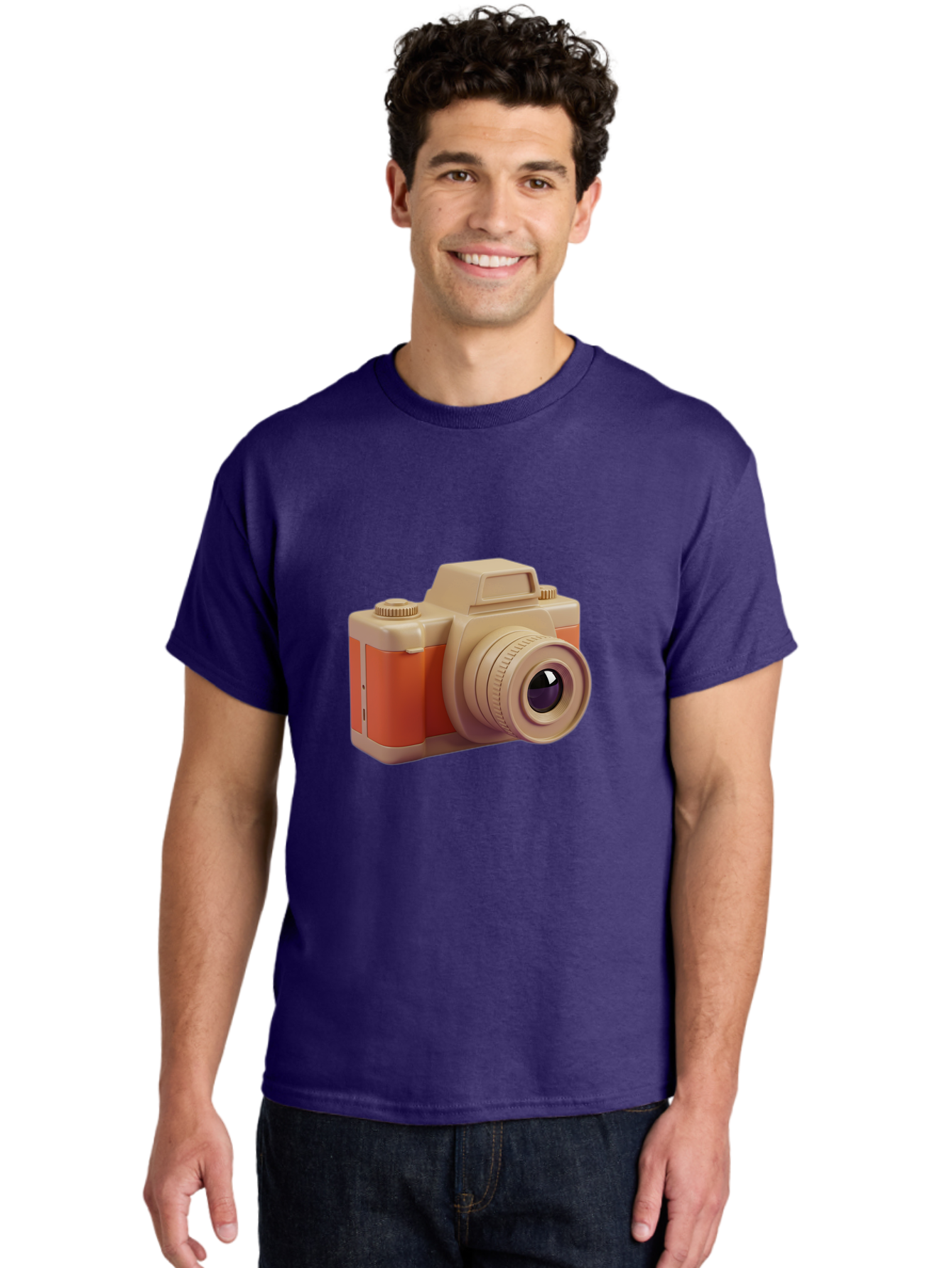 Camera Men'S Graphic Tee, 100% Cotton, Comfortable Casual Summer Wear, Machine Washable, Digital Camera, Photography Equipment, Camera Lens, Vintage Camera, Retro Style, Orange And Beige Colors, 3D Illustration, Camera Design, Photography Gear Bae383 23