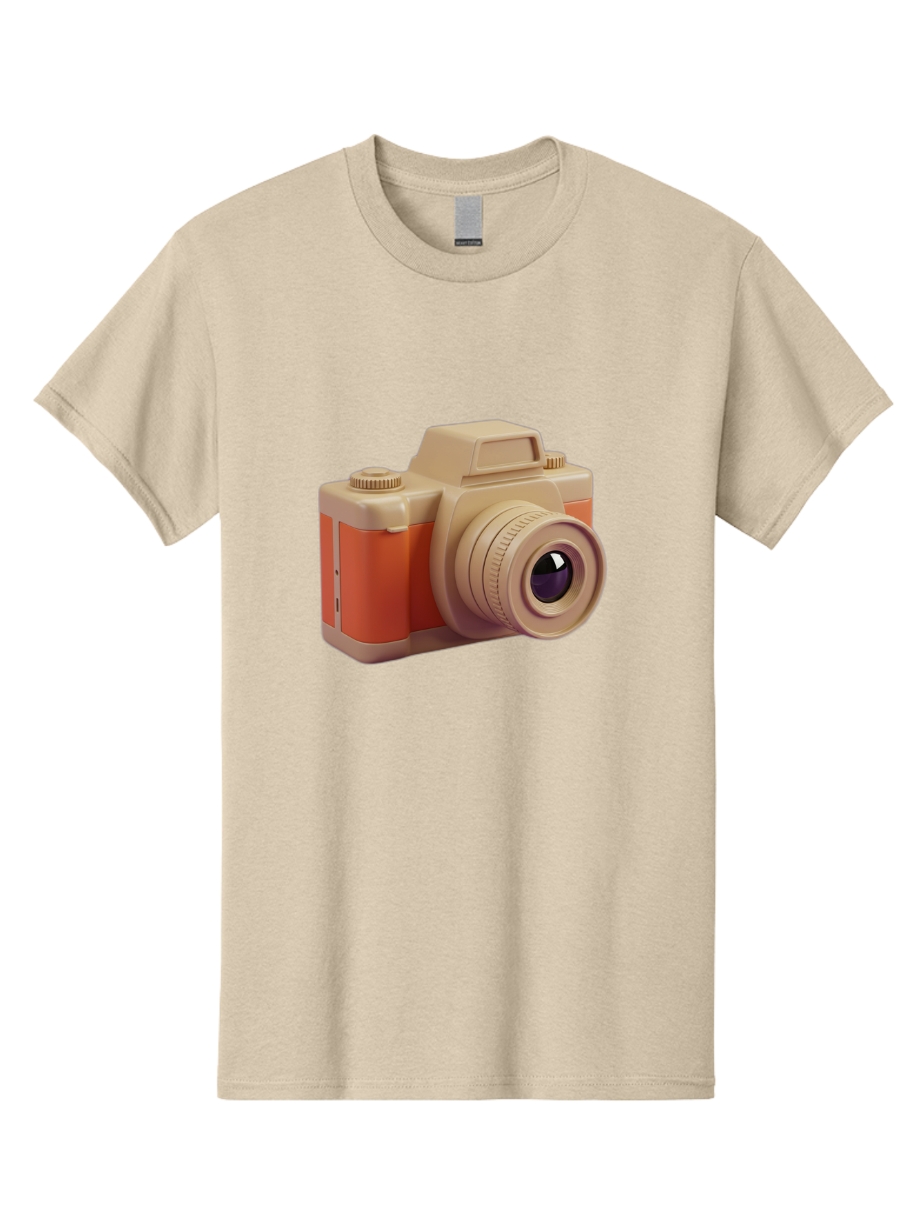 Camera Men'S Graphic Tee, 100% Cotton, Comfortable Casual Summer Wear, Machine Washable, Digital Camera, Photography Equipment, Camera Lens, Vintage Camera, Retro Style, Orange And Beige Colors, 3D Illustration, Camera Design, Photography Gear Bae383 2