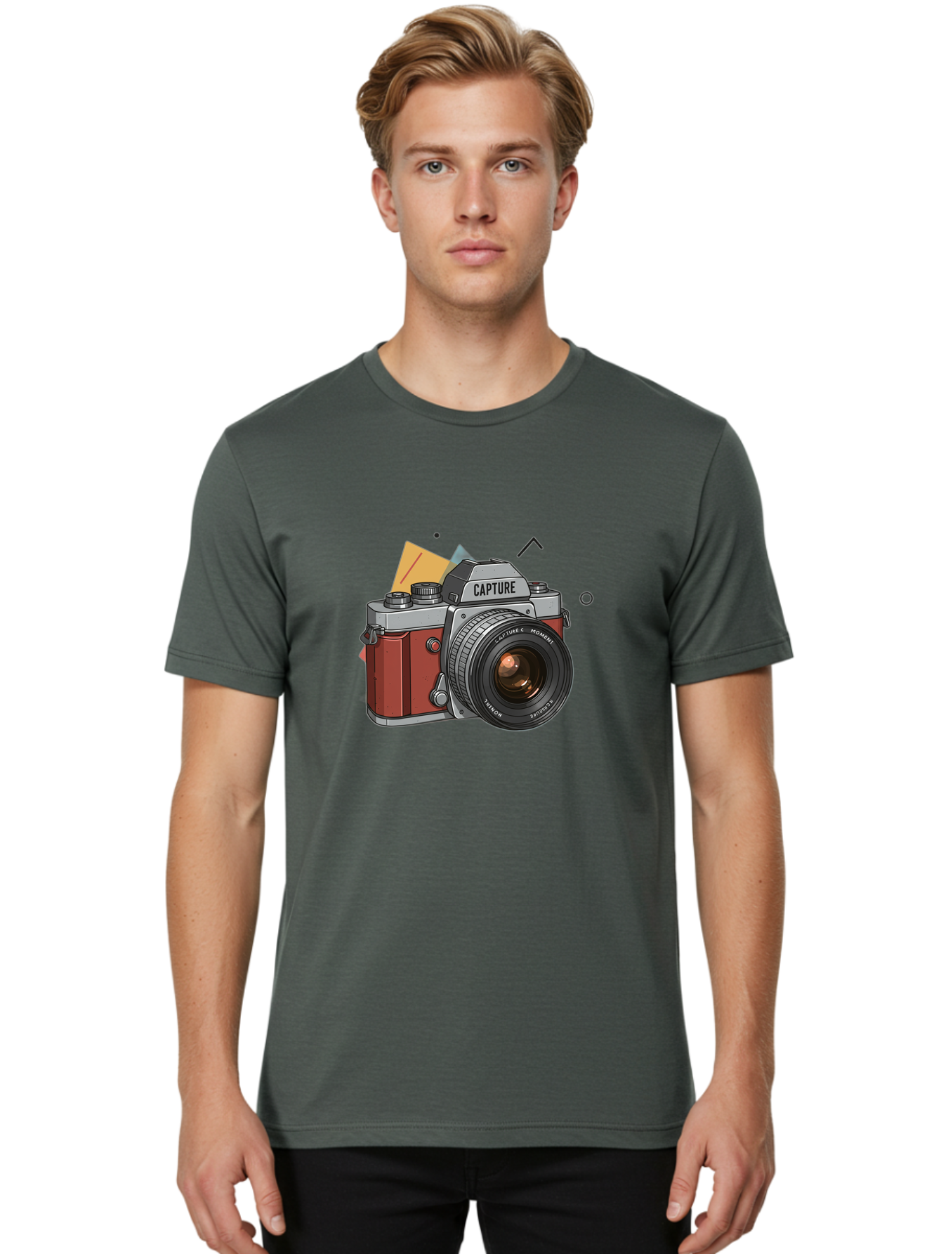 Capture-Camera Men'S Graphic Tee, 100% Cotton, Comfortable Casual Summer Wear, Machine Washable, Vintage Camera, Capture Moment, Photography Equipment, Capture The Moment, Dslr Camera, Camera Lens, Photography Accessories, Retro Camera Design, Bae384 27