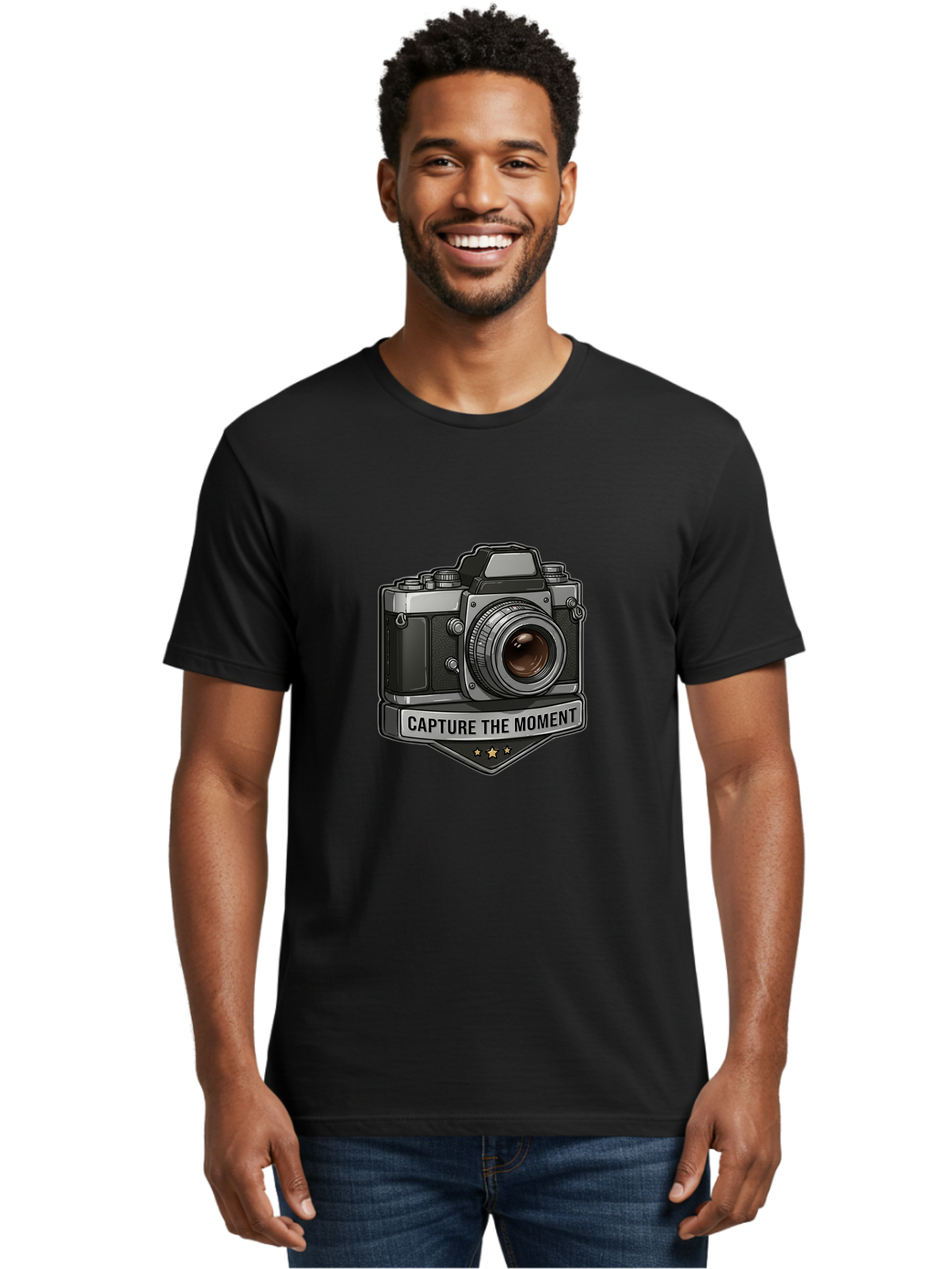 Capture-The-Moment Men'S Graphic Tee, 100% Cotton, Comfortable Casual Summer Wear, Machine Washable, Vintage Camera, Photography Equipment, Capture The Moment, Three Stars, Classic Design, Retro Style, Photography Inspiration, Camera Logo, Bae385 29