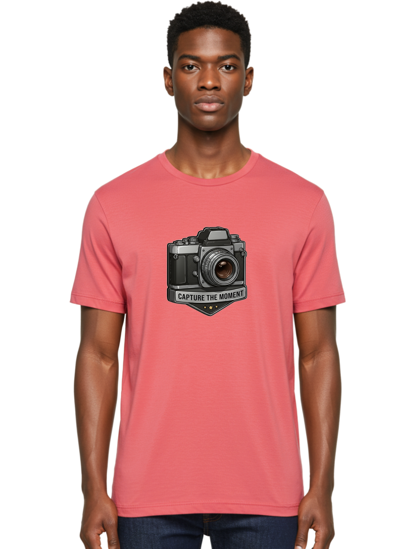 Capture-The-Moment Men'S Graphic Tee, 100% Cotton, Comfortable Casual Summer Wear, Machine Washable, Vintage Camera, Photography Equipment, Capture The Moment, Three Stars, Classic Design, Retro Style, Photography Inspiration, Camera Logo, Bae385 16