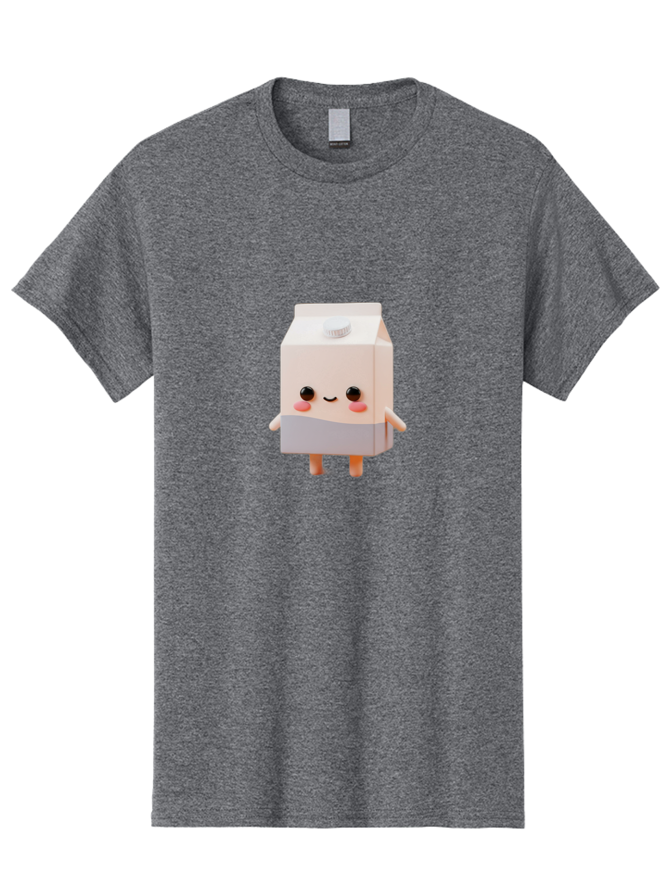 Carton-With-Face Men'S Graphic Tee, 100% Cotton, Comfortable Casual Summer Wear, Machine Washable, Cartoon Milk Carton, Cute Character, Kawaii Design, Smiling Face, Rosy Cheeks, Anthropomorphic, 3D Illustration, Dairy Product, Bae386 13