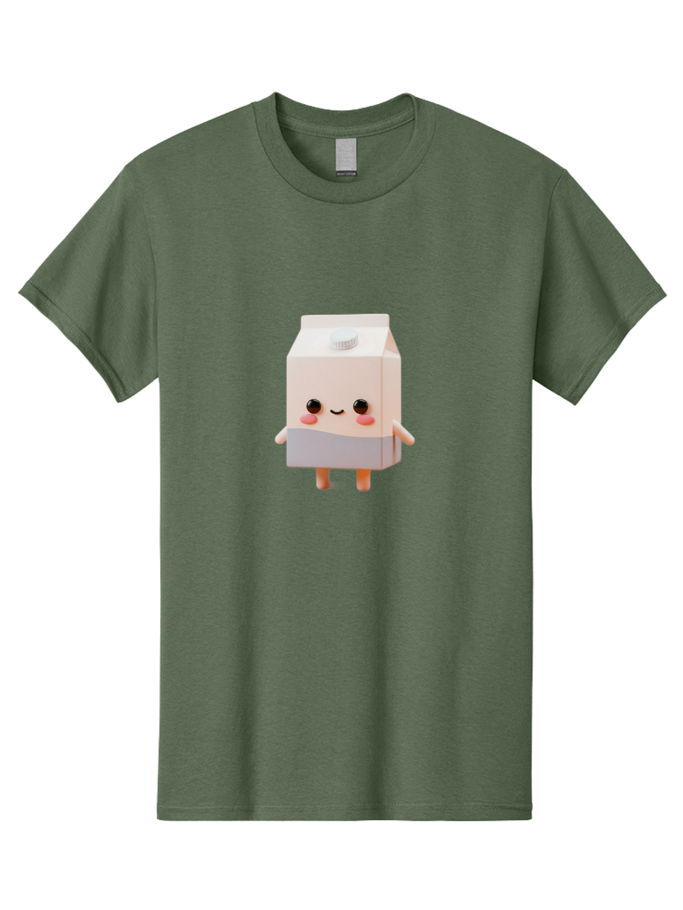 Carton-With-Face Men'S Graphic Tee, 100% Cotton, Comfortable Casual Summer Wear, Machine Washable, Cartoon Milk Carton, Cute Character, Kawaii Design, Smiling Face, Rosy Cheeks, Anthropomorphic, 3D Illustration, Dairy Product, Bae386 4