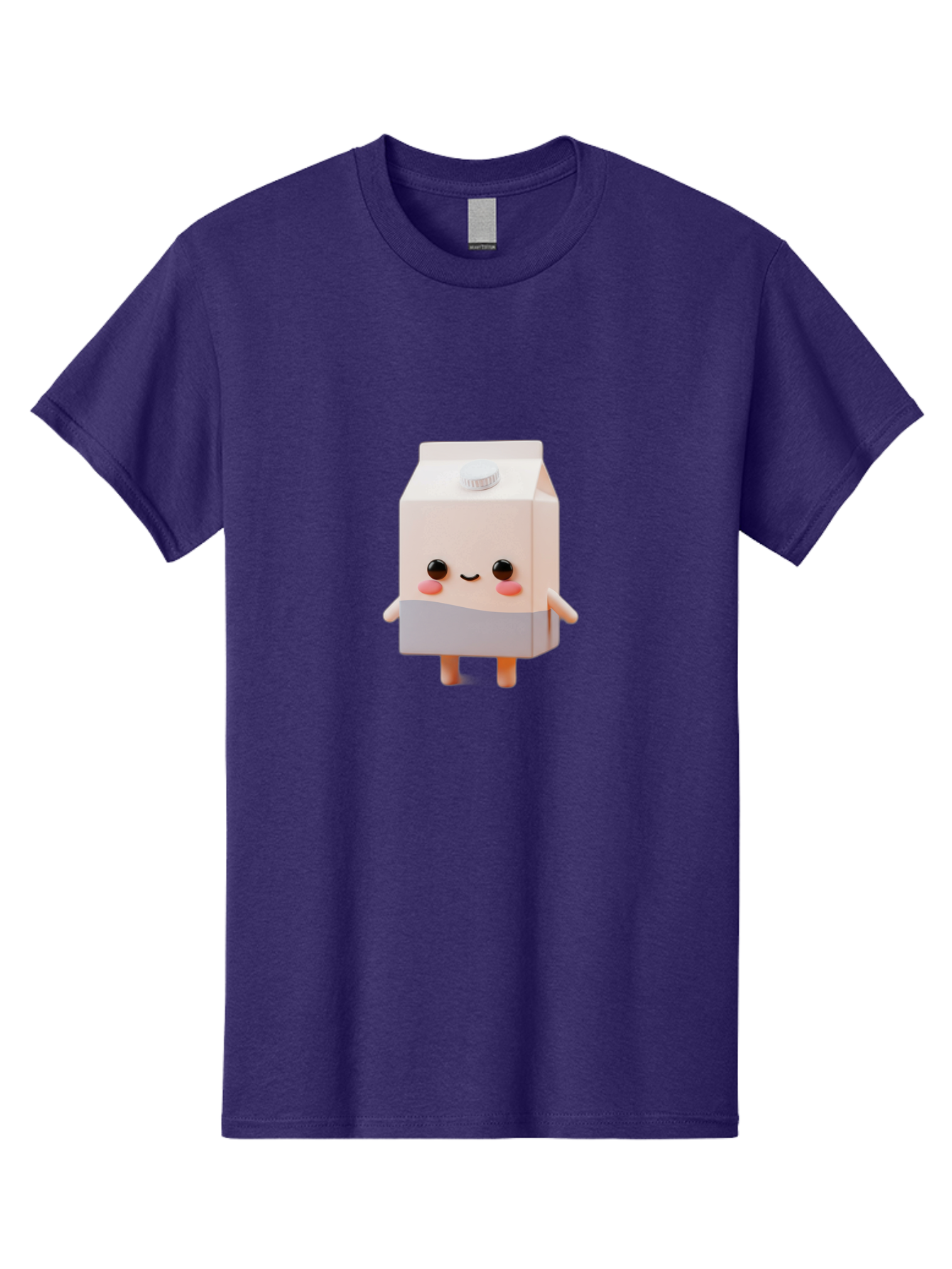 Carton-With-Face Men'S Graphic Tee, 100% Cotton, Comfortable Casual Summer Wear, Machine Washable, Cartoon Milk Carton, Cute Character, Kawaii Design, Smiling Face, Rosy Cheeks, Anthropomorphic, 3D Illustration, Dairy Product, Bae386 8