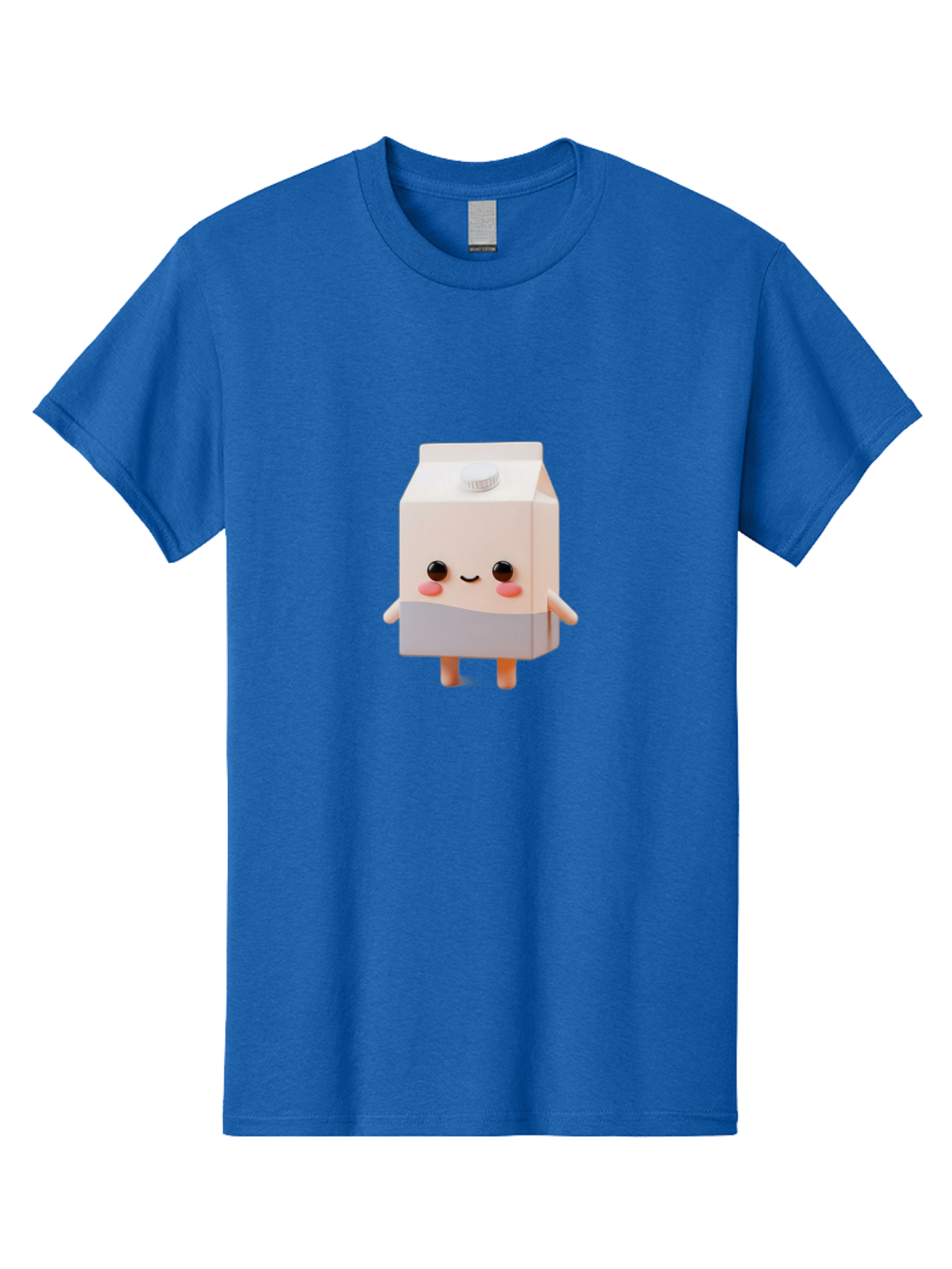 Carton-With-Face Men'S Graphic Tee, 100% Cotton, Comfortable Casual Summer Wear, Machine Washable, Cartoon Milk Carton, Cute Character, Kawaii Design, Smiling Face, Rosy Cheeks, Anthropomorphic, 3D Illustration, Dairy Product, Bae386 11