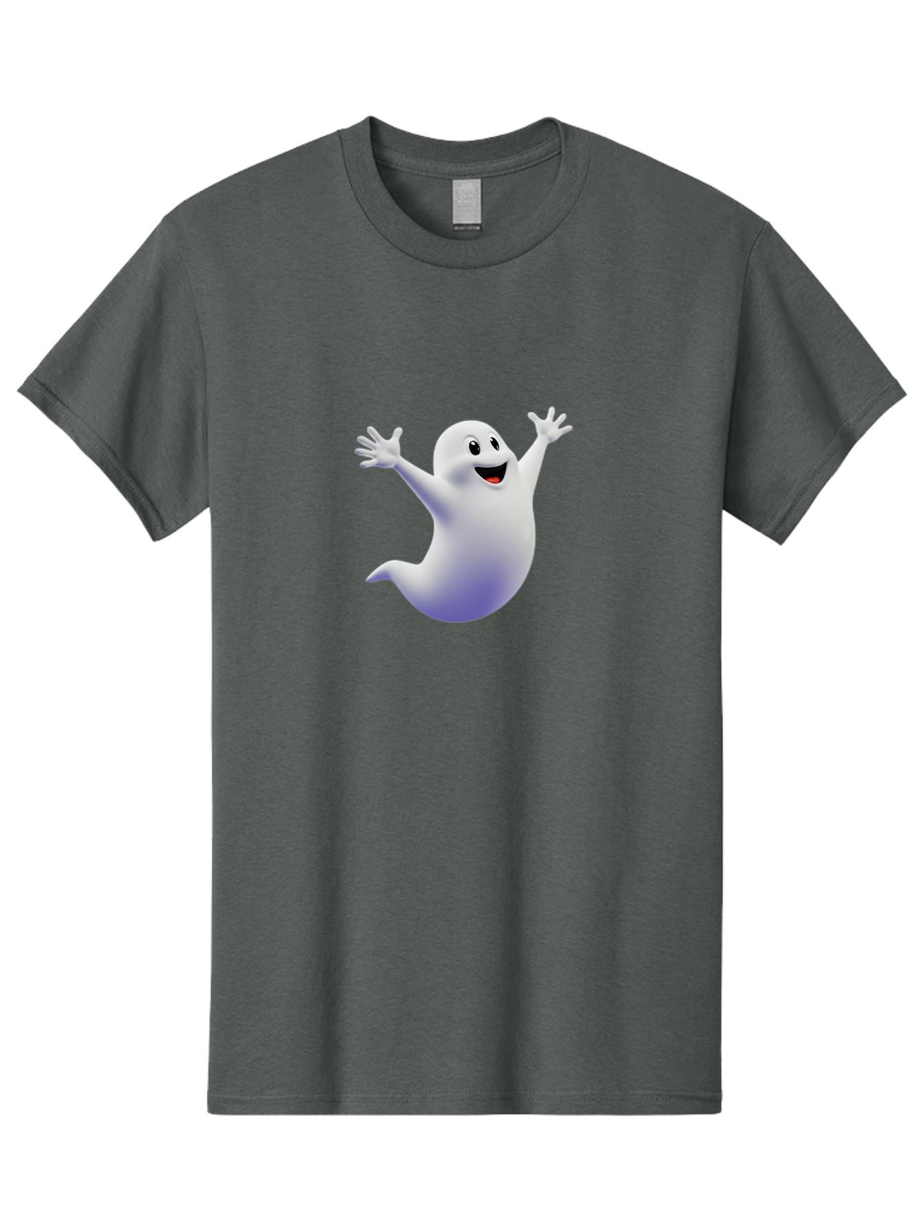 Cartoon-Ghost Men'S Graphic Tee, 100% Cotton, Comfortable Casual Summer Wear, Machine Washable, White Ghost, Cartoon Character, Friendly Spirit, Happy Expression, Halloween Theme, Digital Illustration, 3D Rendering, Playful Design Bae392 5