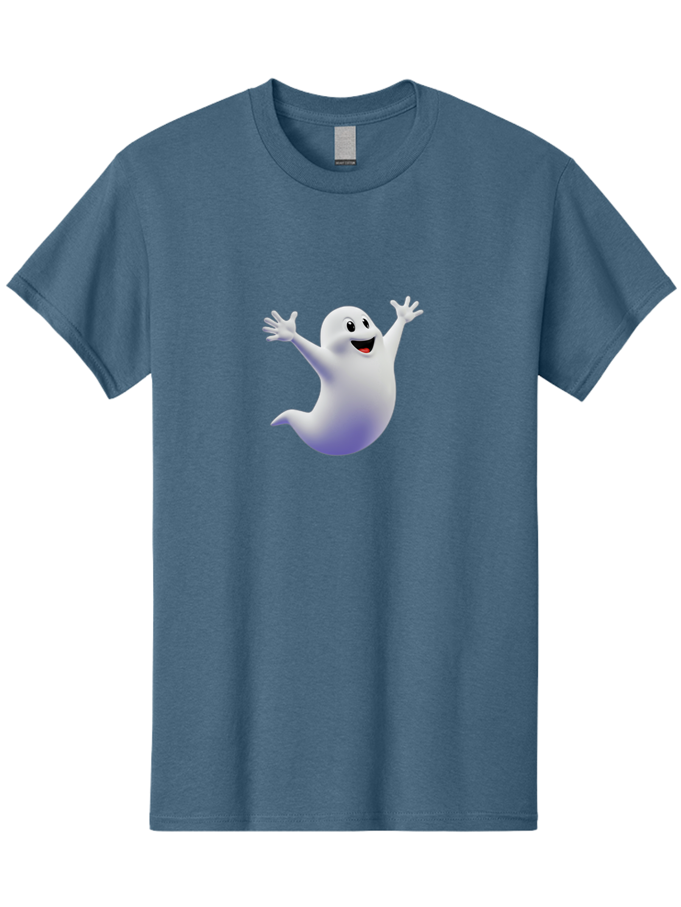 Cartoon-Ghost Men'S Graphic Tee, 100% Cotton, Comfortable Casual Summer Wear, Machine Washable, White Ghost, Cartoon Character, Friendly Spirit, Happy Expression, Halloween Theme, Digital Illustration, 3D Rendering, Playful Design Bae392 11