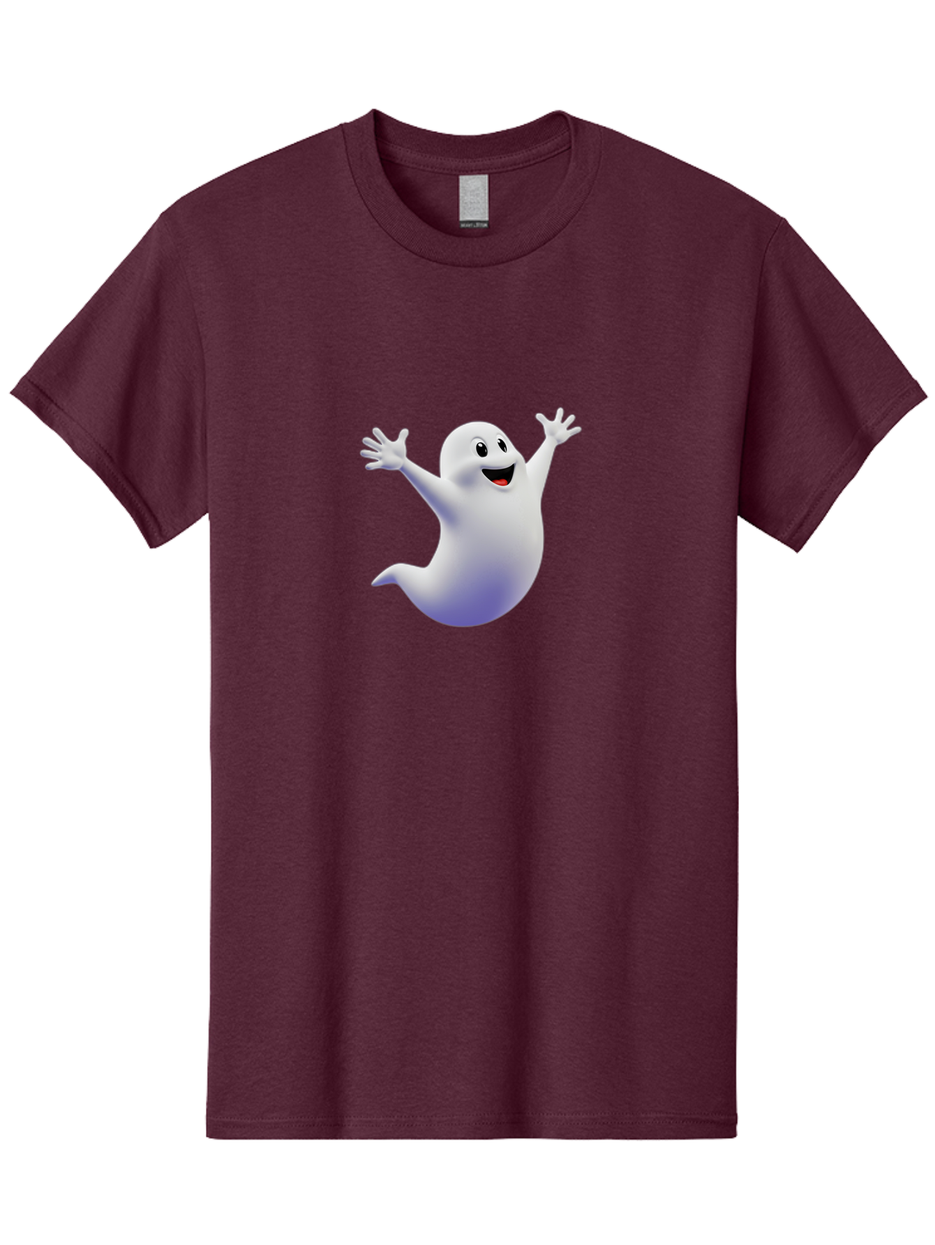 Cartoon-Ghost Men'S Graphic Tee, 100% Cotton, Comfortable Casual Summer Wear, Machine Washable, White Ghost, Cartoon Character, Friendly Spirit, Happy Expression, Halloween Theme, Digital Illustration, 3D Rendering, Playful Design Bae392 6