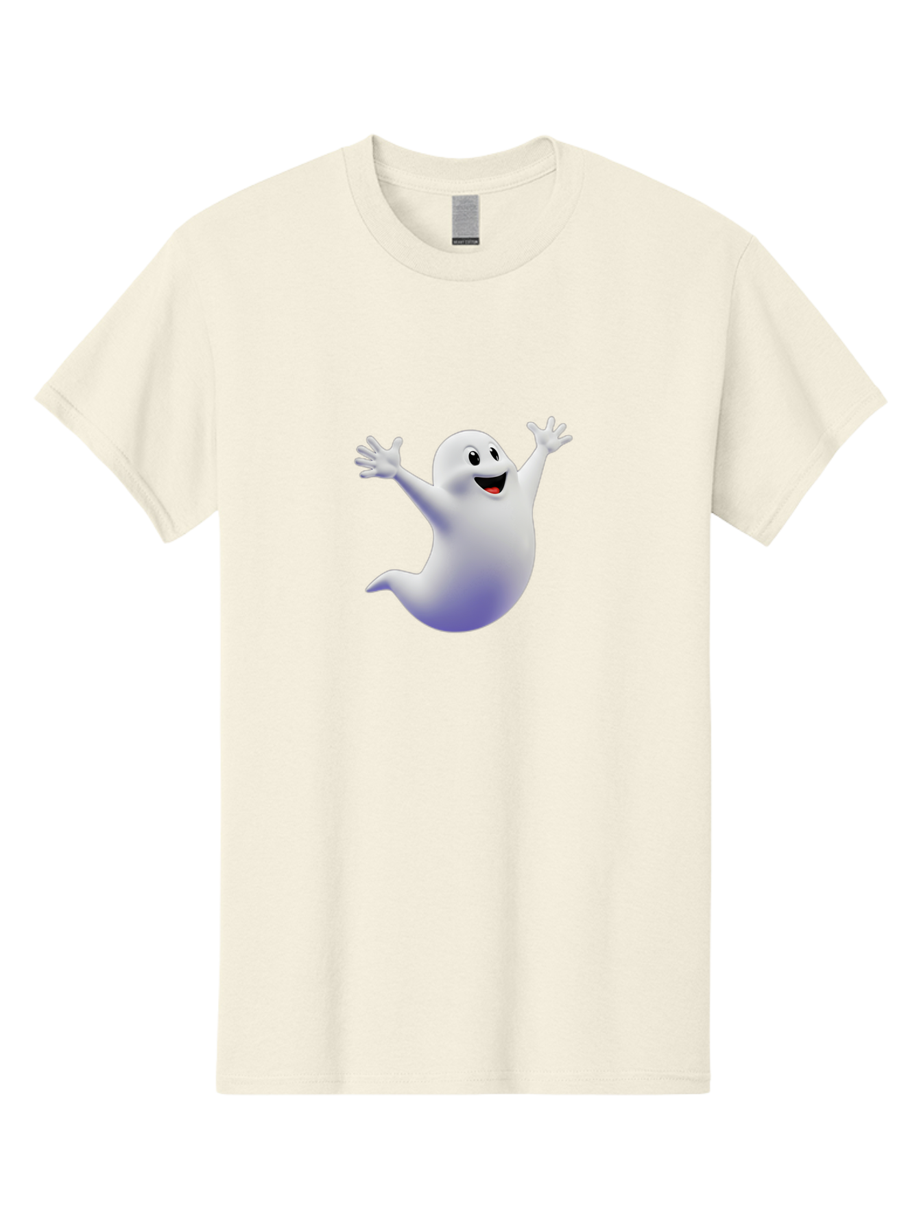 Cartoon-Ghost Men'S Graphic Tee, 100% Cotton, Comfortable Casual Summer Wear, Machine Washable, White Ghost, Cartoon Character, Friendly Spirit, Happy Expression, Halloween Theme, Digital Illustration, 3D Rendering, Playful Design Bae392 10