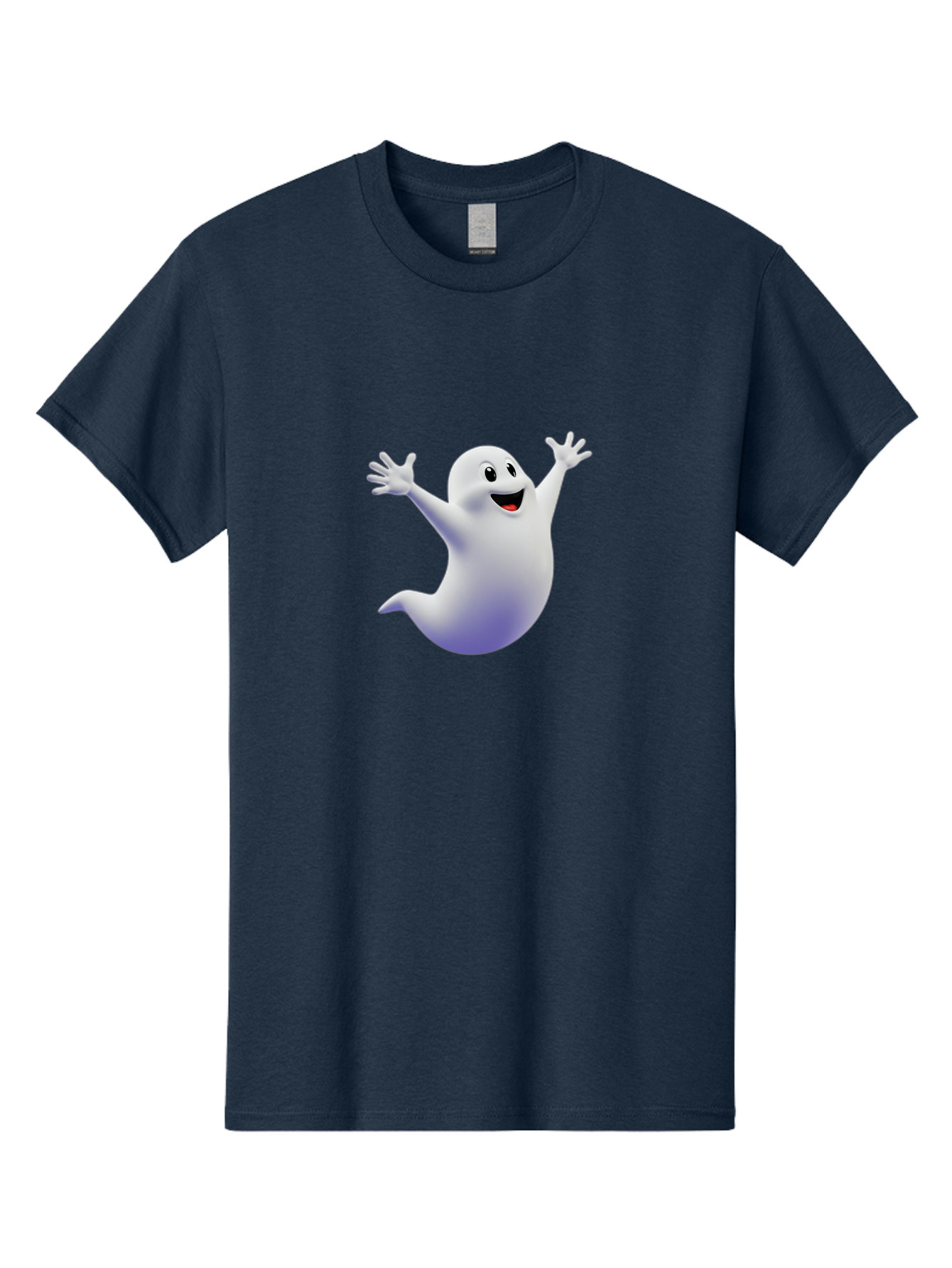 Cartoon-Ghost Men'S Graphic Tee, 100% Cotton, Comfortable Casual Summer Wear, Machine Washable, White Ghost, Cartoon Character, Friendly Spirit, Happy Expression, Halloween Theme, Digital Illustration, 3D Rendering, Playful Design Bae392 7