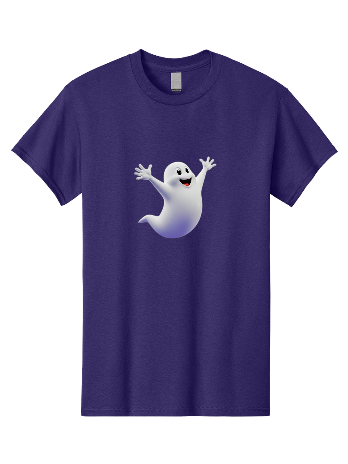 Cartoon-Ghost Men'S Graphic Tee, 100% Cotton, Comfortable Casual Summer Wear, Machine Washable, White Ghost, Cartoon Character, Friendly Spirit, Happy Expression, Halloween Theme, Digital Illustration, 3D Rendering, Playful Design Bae392 12