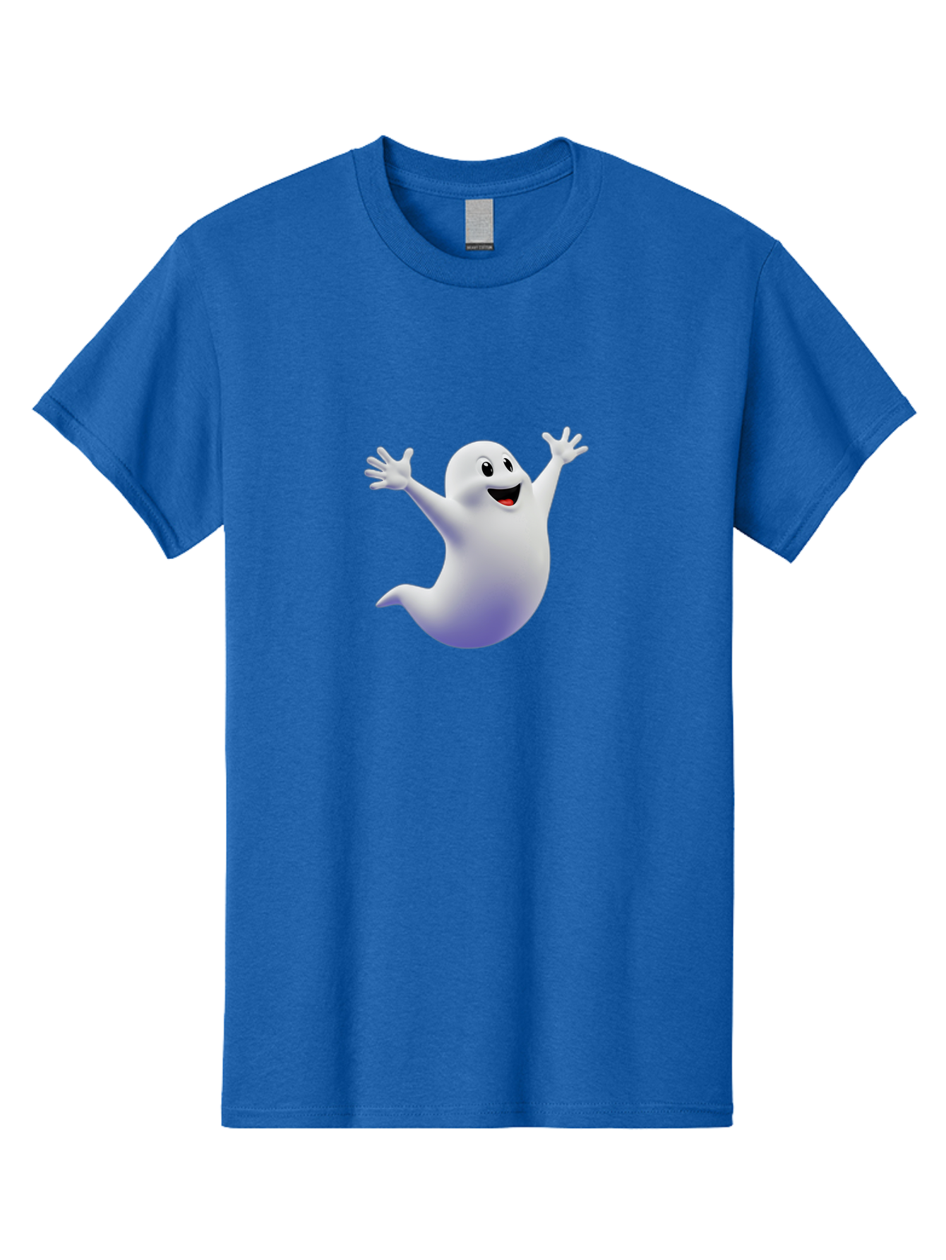 Cartoon-Ghost Men'S Graphic Tee, 100% Cotton, Comfortable Casual Summer Wear, Machine Washable, White Ghost, Cartoon Character, Friendly Spirit, Happy Expression, Halloween Theme, Digital Illustration, 3D Rendering, Playful Design Bae392 13